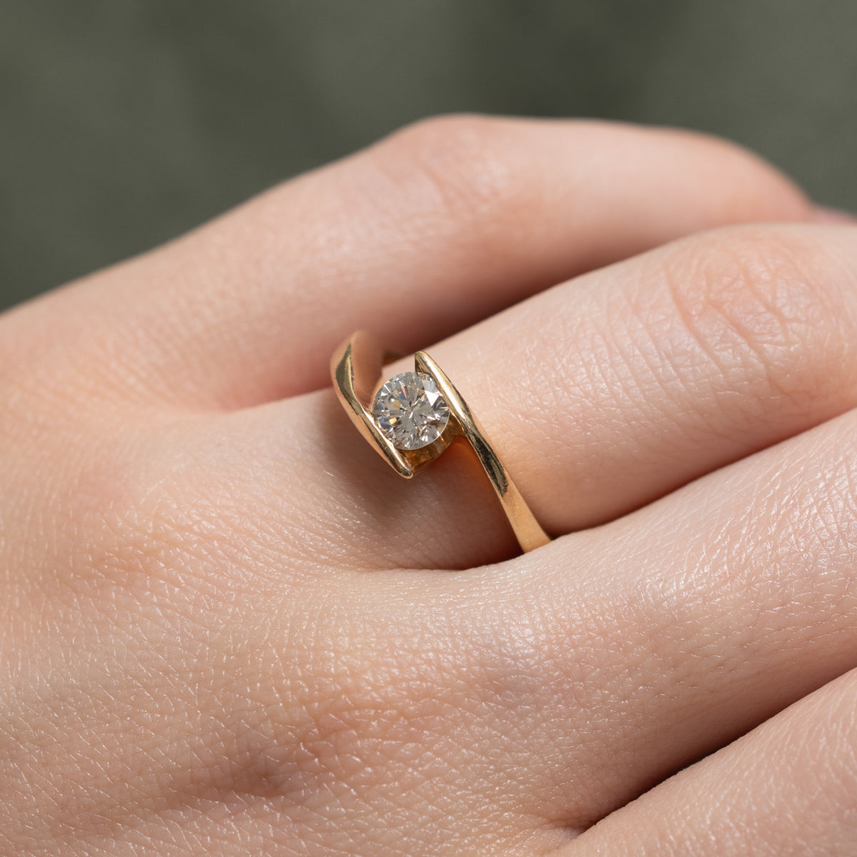 14k Tension Set Diamond Bypass Ring | 0.45ct SI1 H/I | SZ 6
