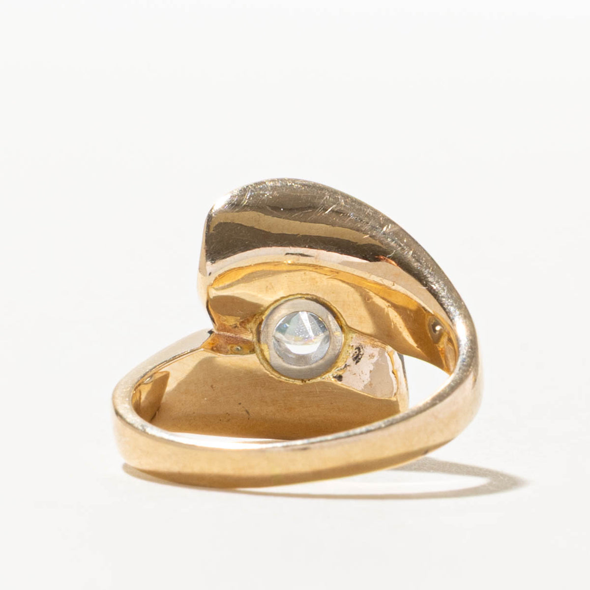 10k Solitaire Diamond Textured Bypass Ring | 0.93ct SI1 I | SZ 5.75