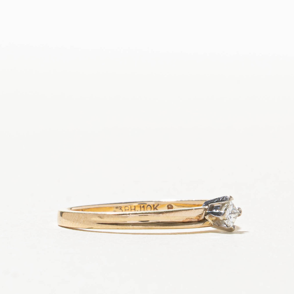 10k Solitaire Princess Cut Petite Ring | 0.16ct | SZ 6.25