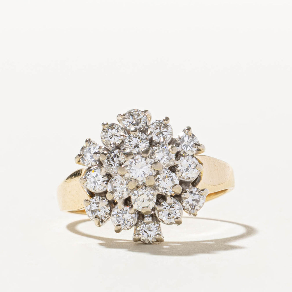14k Yellow Gold Diamond Round Cluster Ring | 0.66ctw | SZ 5