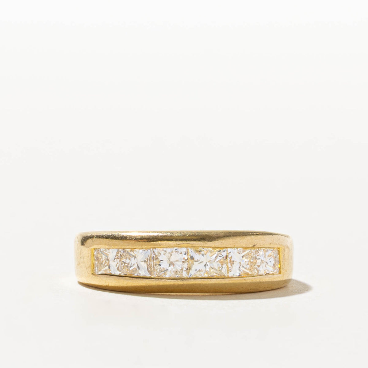 18k Semi Eternity Princess Cut Diamond Band | 0.90ctw | 5.93mm | SZ 7.75