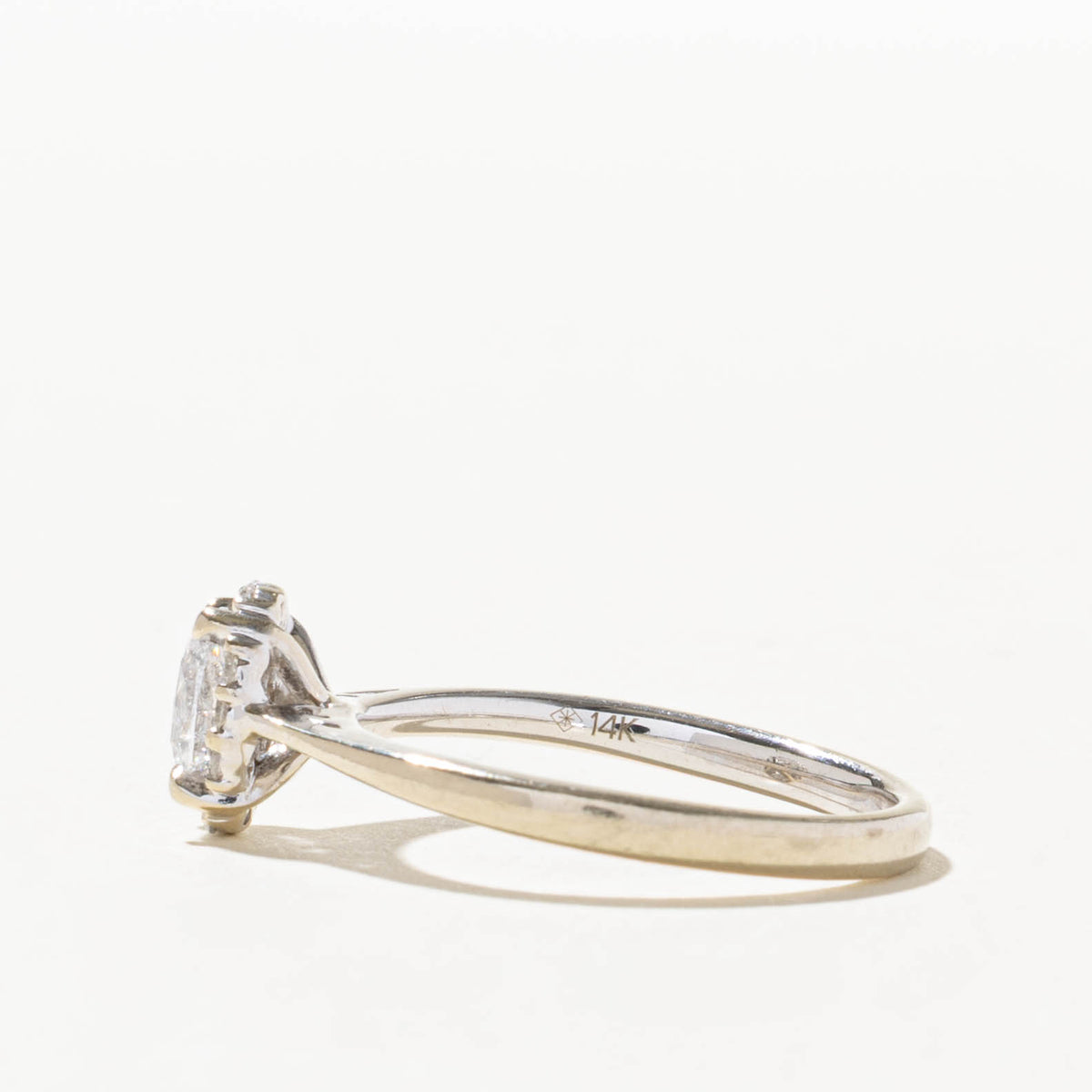 14k Oval Cut Diamond Halo Ring | 0.55ct I1 F, 0.1ctw | SZ 7