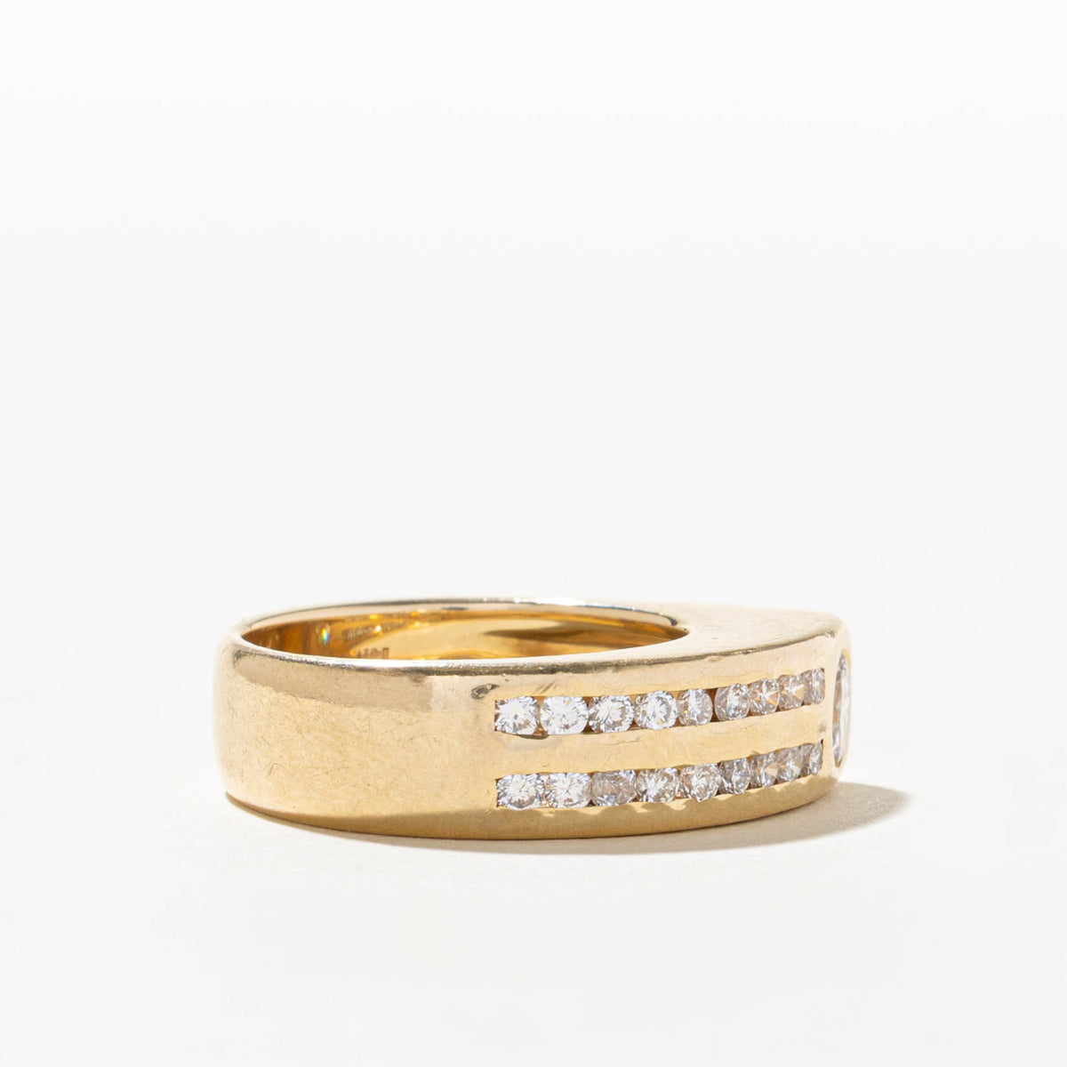 14k Flush Side Set Diamond Channel Accented Ring | 0.45ct VS1/VS2 I/J, 0.36ctw | SZ 7.25