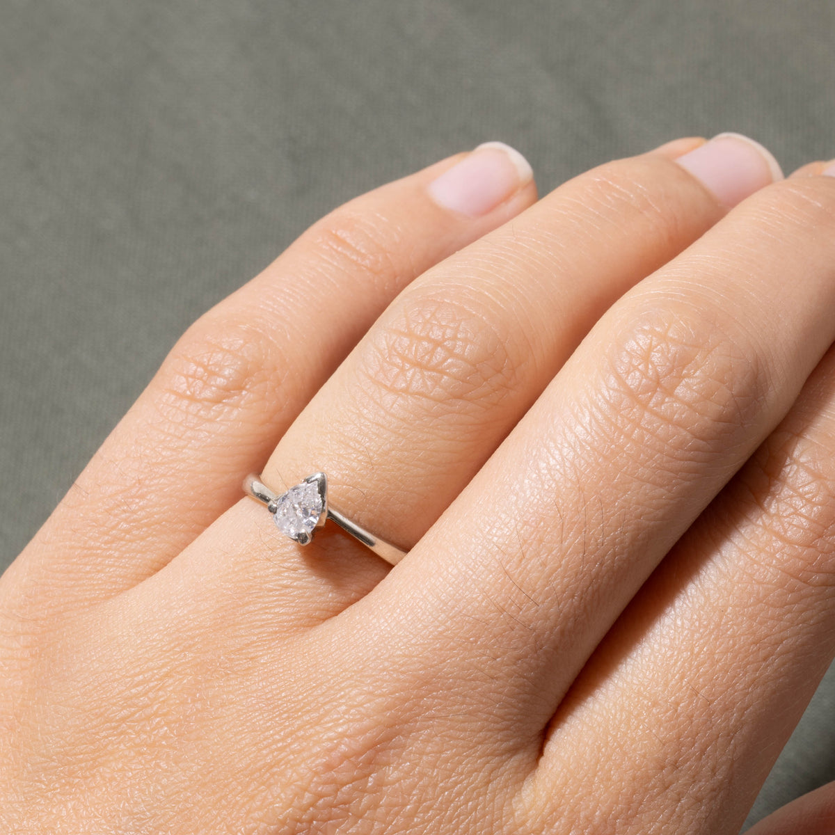 14k Solitaire Pear Cut Diamond Bypass Ring | 0.35ct I1/I2 H/I | SZ 5.5