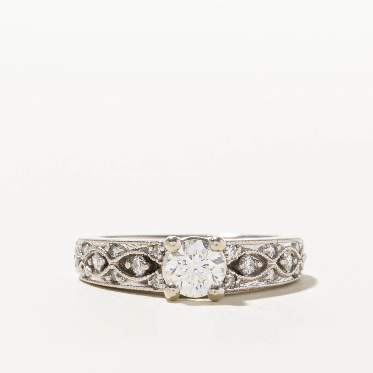 14k Diamond Milgrain Marquise Patterned Ring | 0.51ct I1 G, 0.12ctw | SZ 6.25