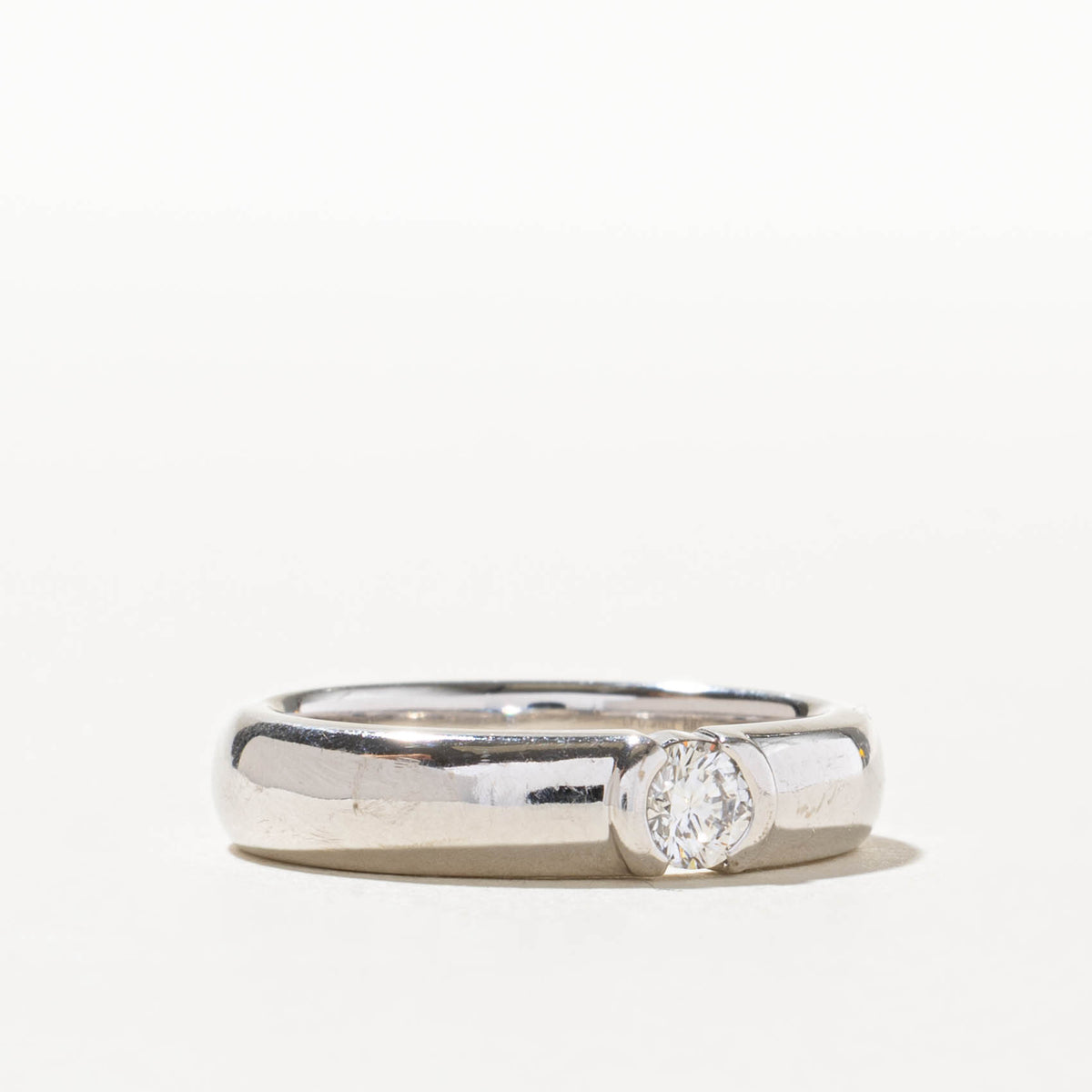 14k Solitaire Semi Bezel Diamond Band | 0.26ct SI2 I/J | 4.50mm | SZ 7