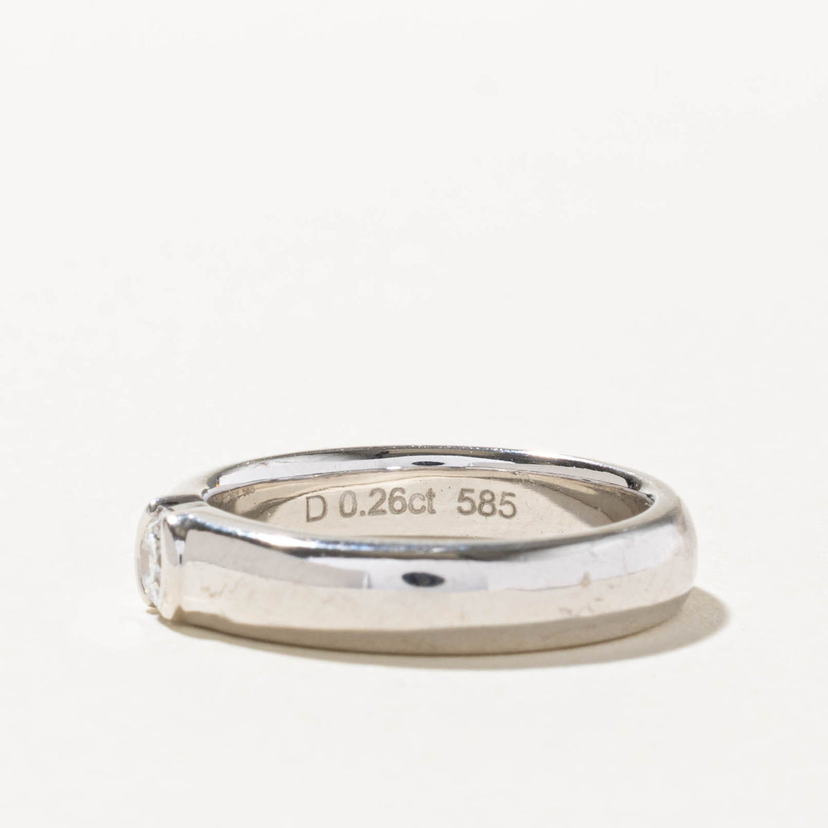 14k Solitaire Semi Bezel Diamond Band | 0.26ct SI2 I/J | 4.50mm | SZ 7