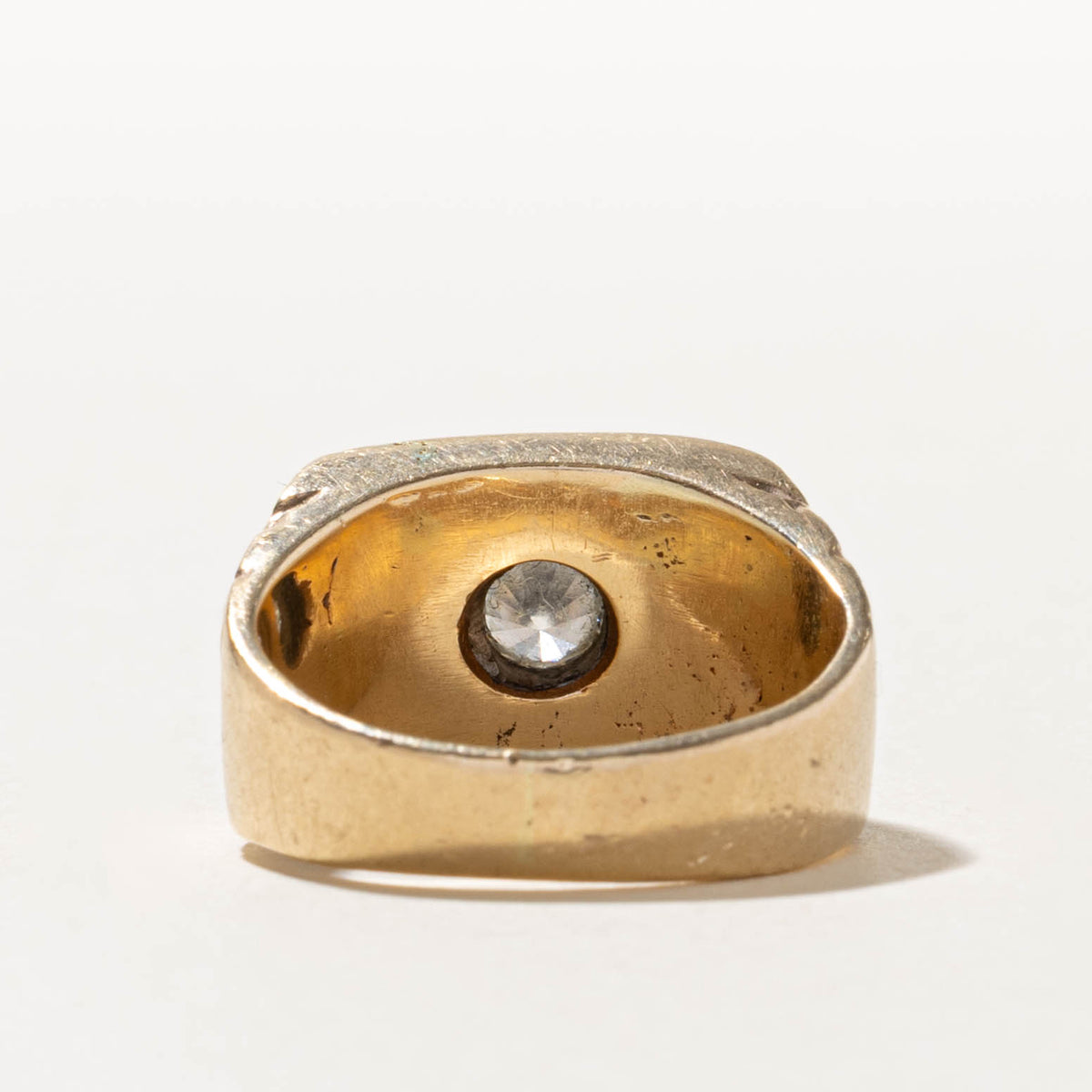 10k Two Tone Diamond Nuggety Geometric Statement Ring | 0.92ctw | SZ 8