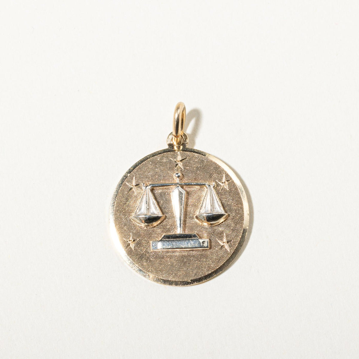 14k Yellow & White Gold Libra Zodiac Circle Pendant