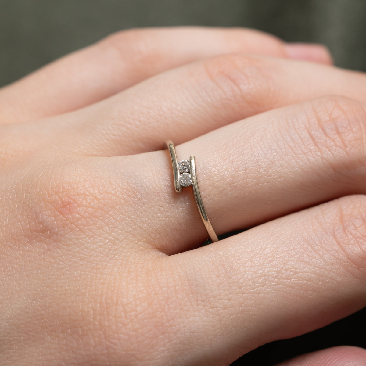 14k Two Stone Diamond Bypass Ring | SZ 6.5