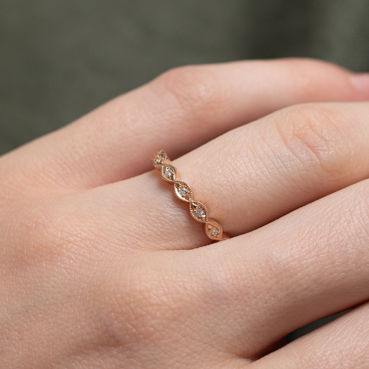 'Noam Carver' Semi Eternity Diamond Marquise Patterned Band | 2.4mm | SZ 5.25