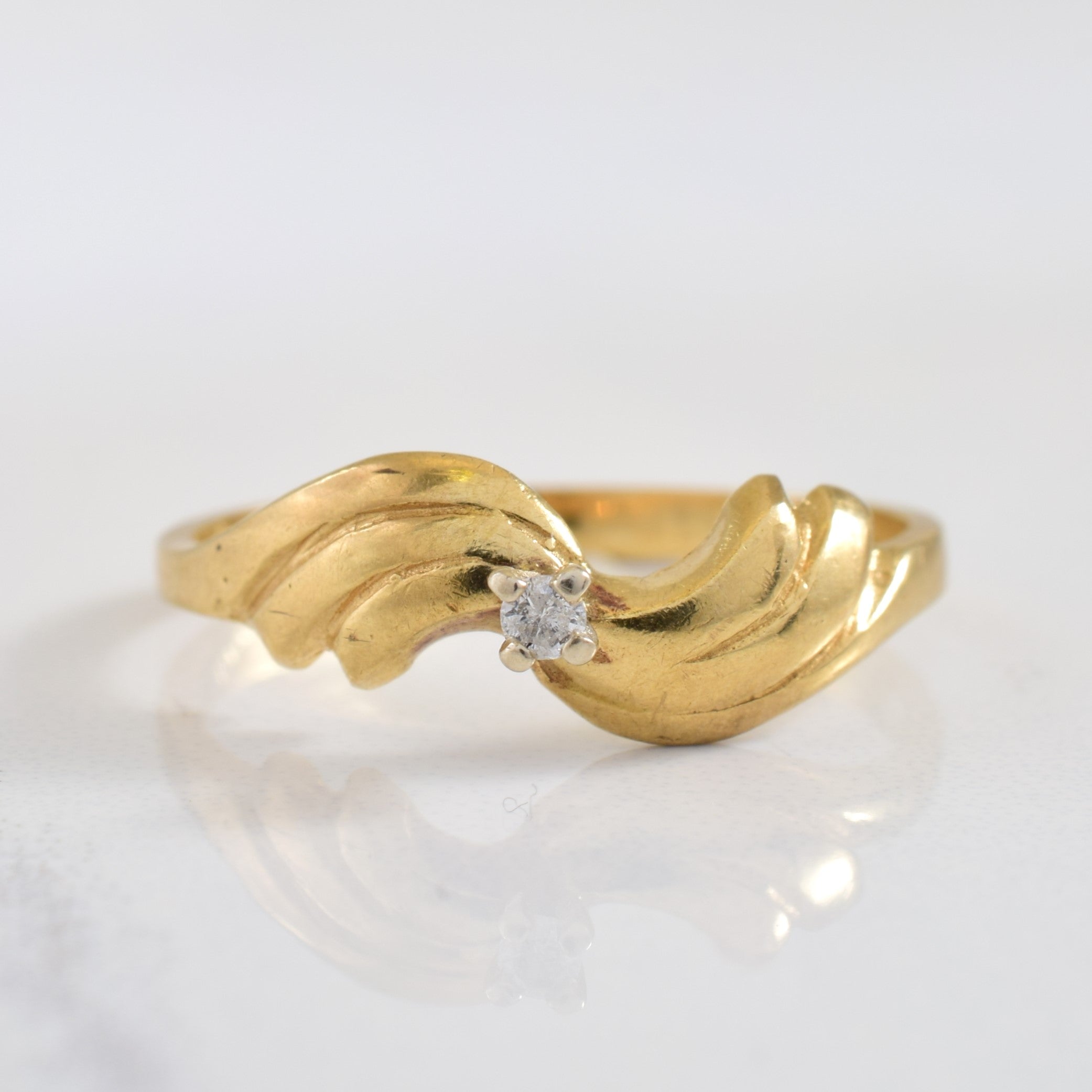 Solitaire Diamond Bypass Ring | 0.02ct | SZ 6.5 |
