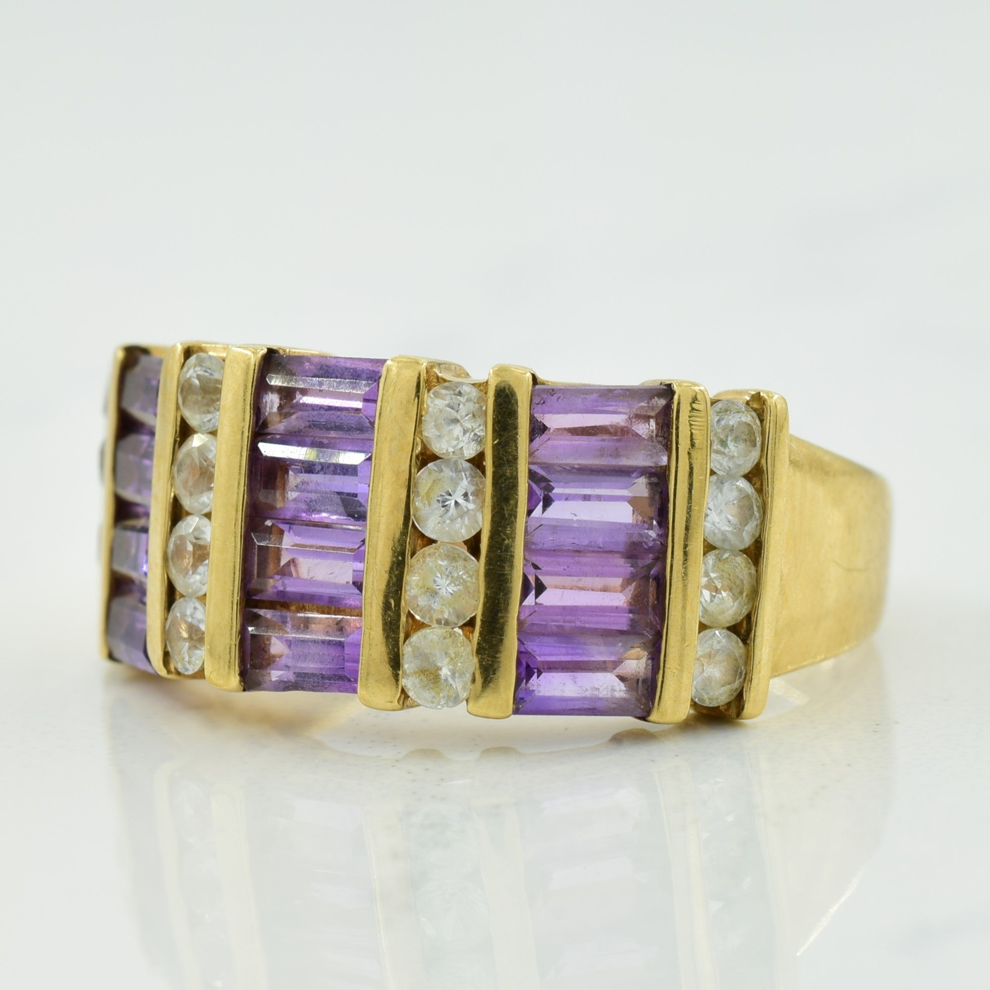 Amethyst & White Sapphire Ring | 1.20ctw, 0.55ctw | SZ 6 |