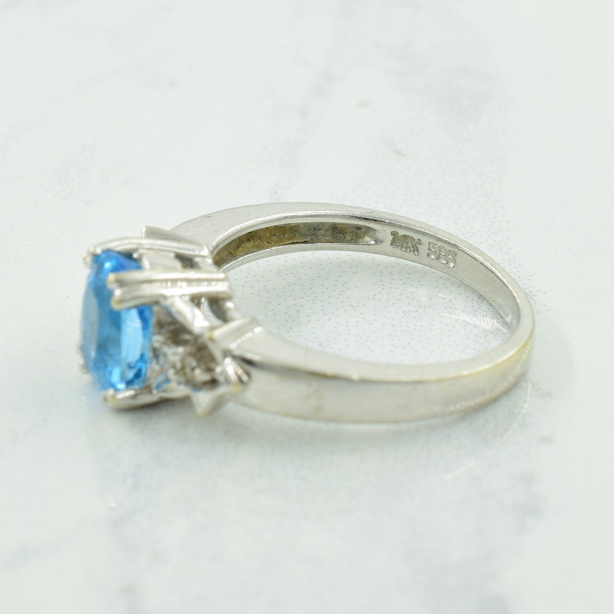 Blue Topaz & Diamond Ring | 0.90ct, 0.05ctw | SZ 6.5 |