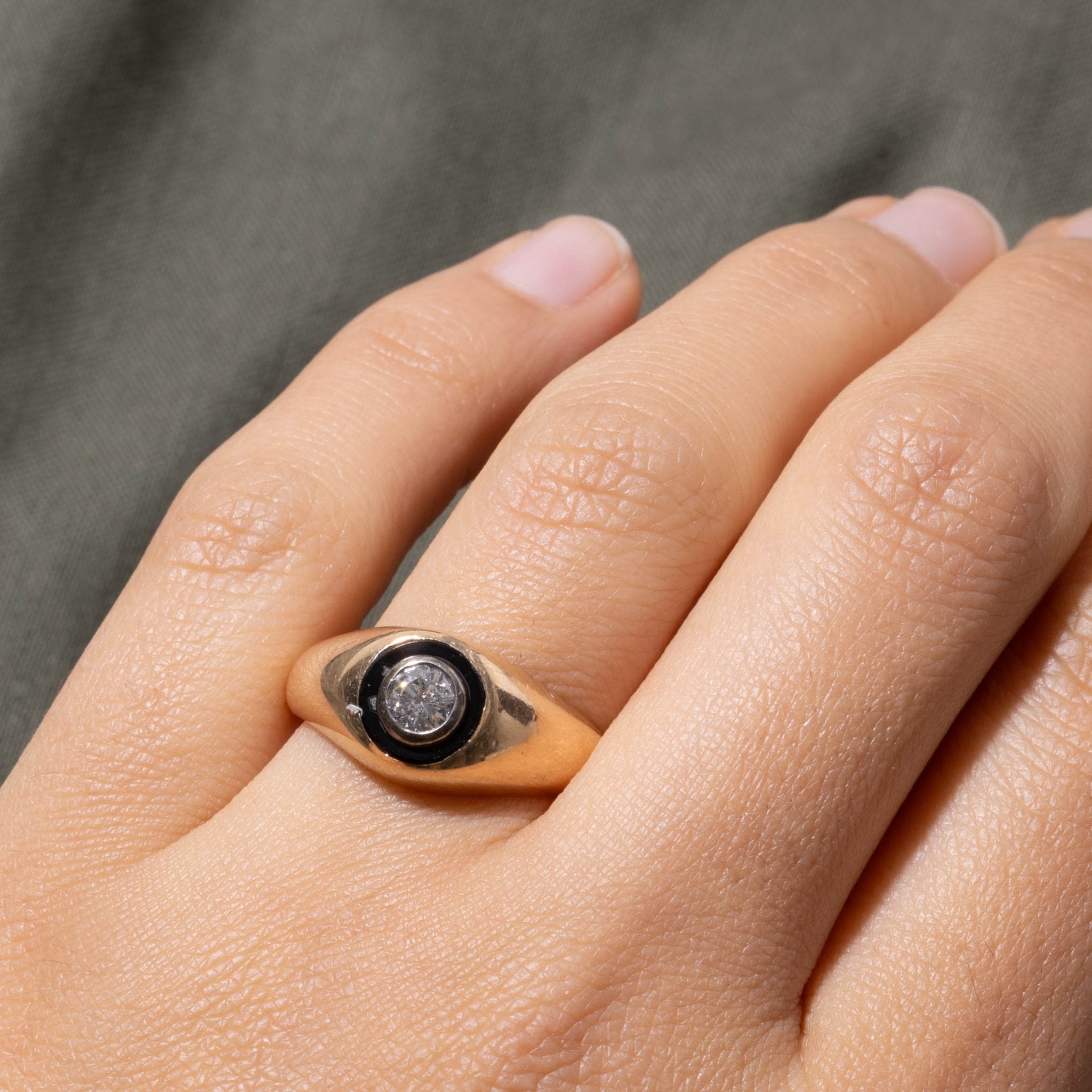 10k Bezel Set Diamond Eye Dome Ring | 0.35ct | SZ 9.5