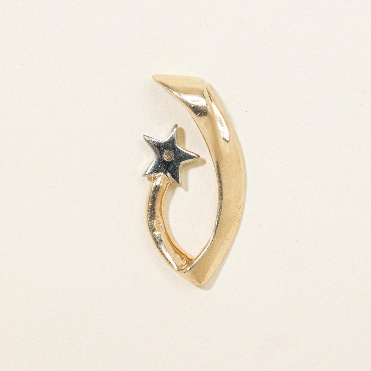 14k Two Tone Diamond Star Swirl Pendant | 0.08ct