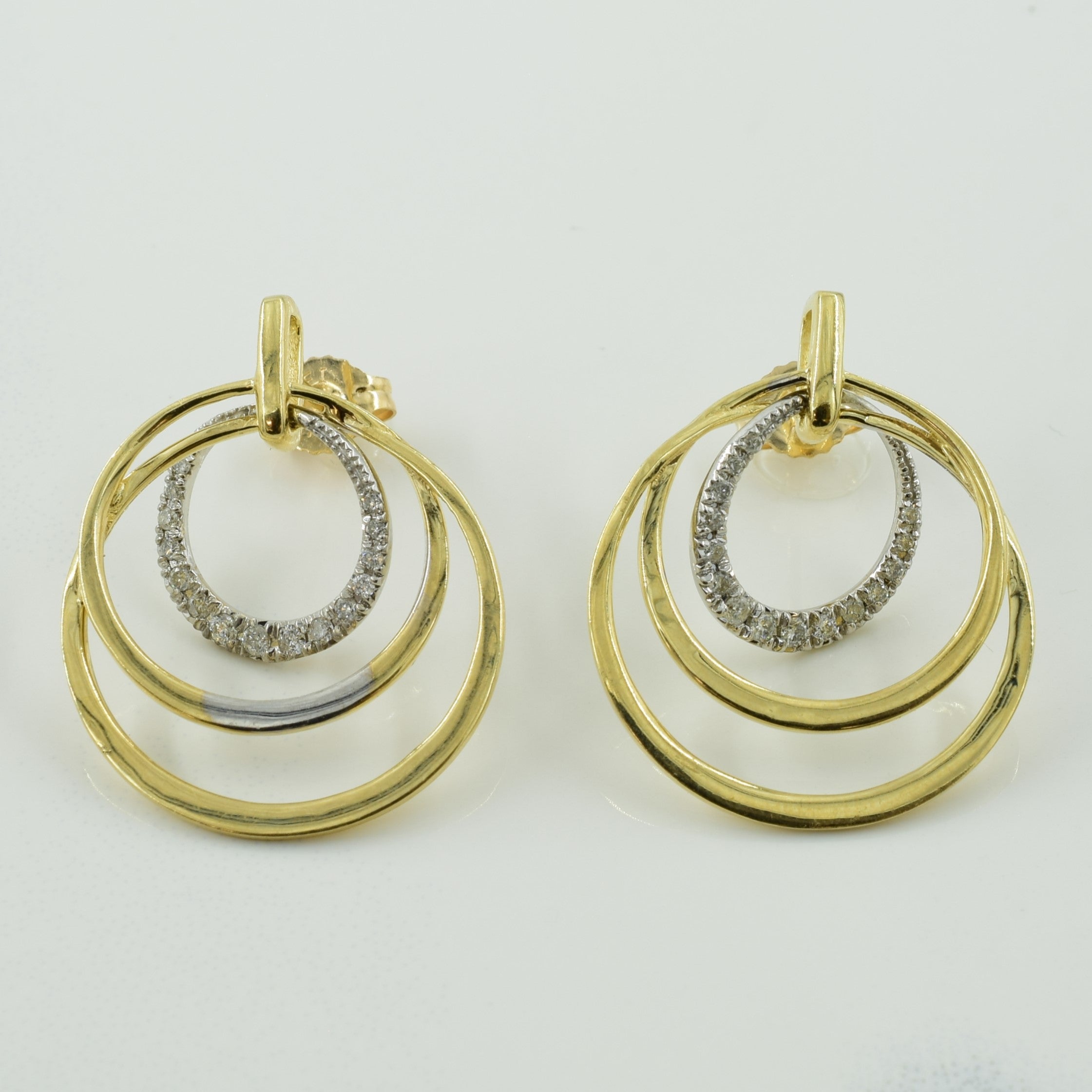 14k Yellow Gold Multi Hoop Diamond Earrings | 0.16ctw |