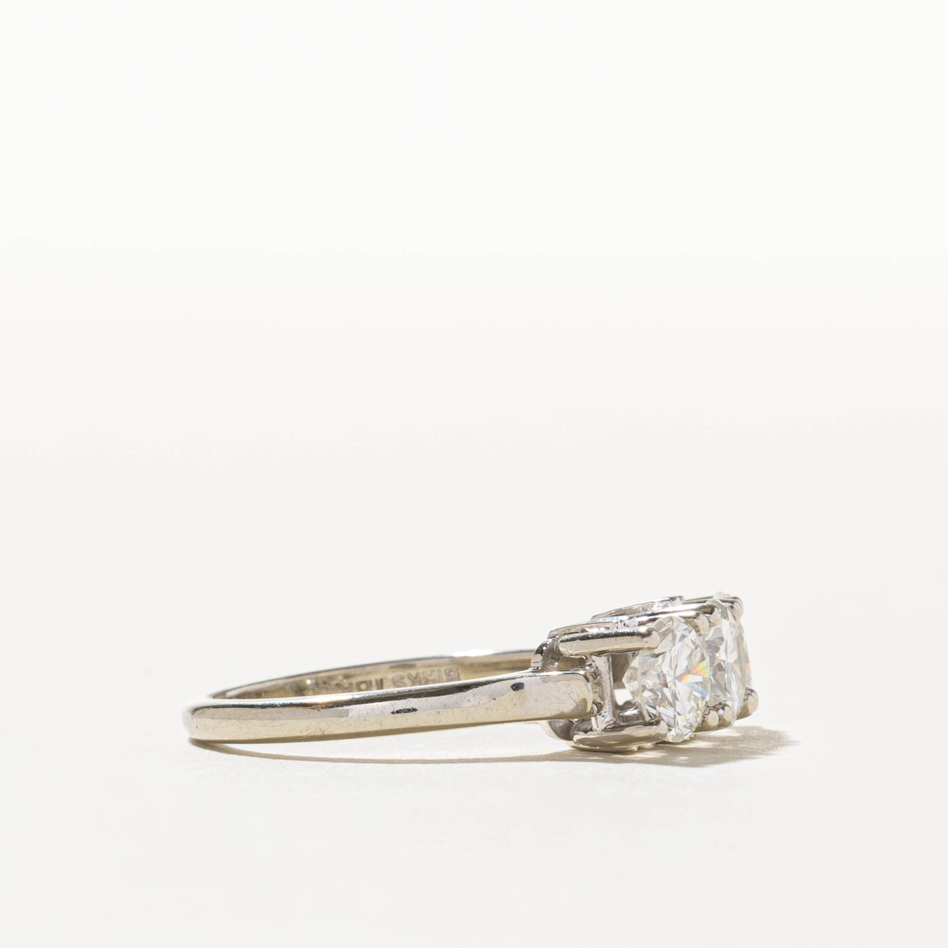 'Birks' Basket Set Three Stone Diamond Ring | 1.27ctw | SZ 6.75