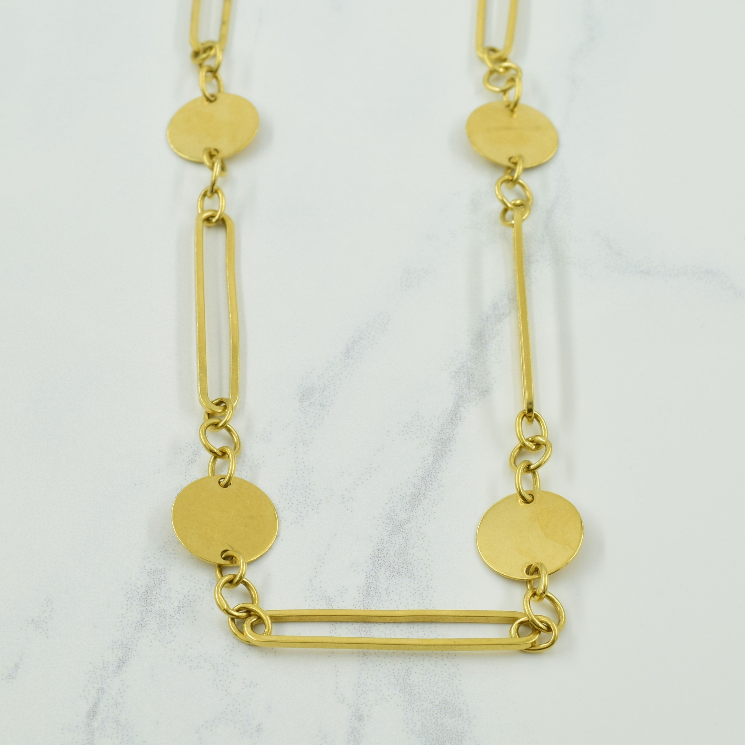 Chaîne fantaisie vintage italienne en or jaune 18 carats avec poinçon | 77 cm |