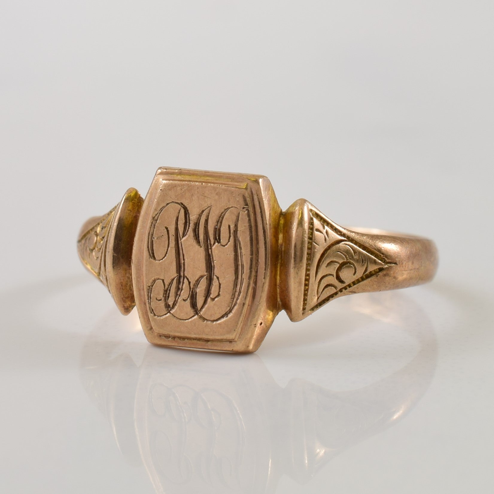 Bague chevalière en or jaune 9 carats de Birmingham, 1931, avec initiales | Taille 5 |