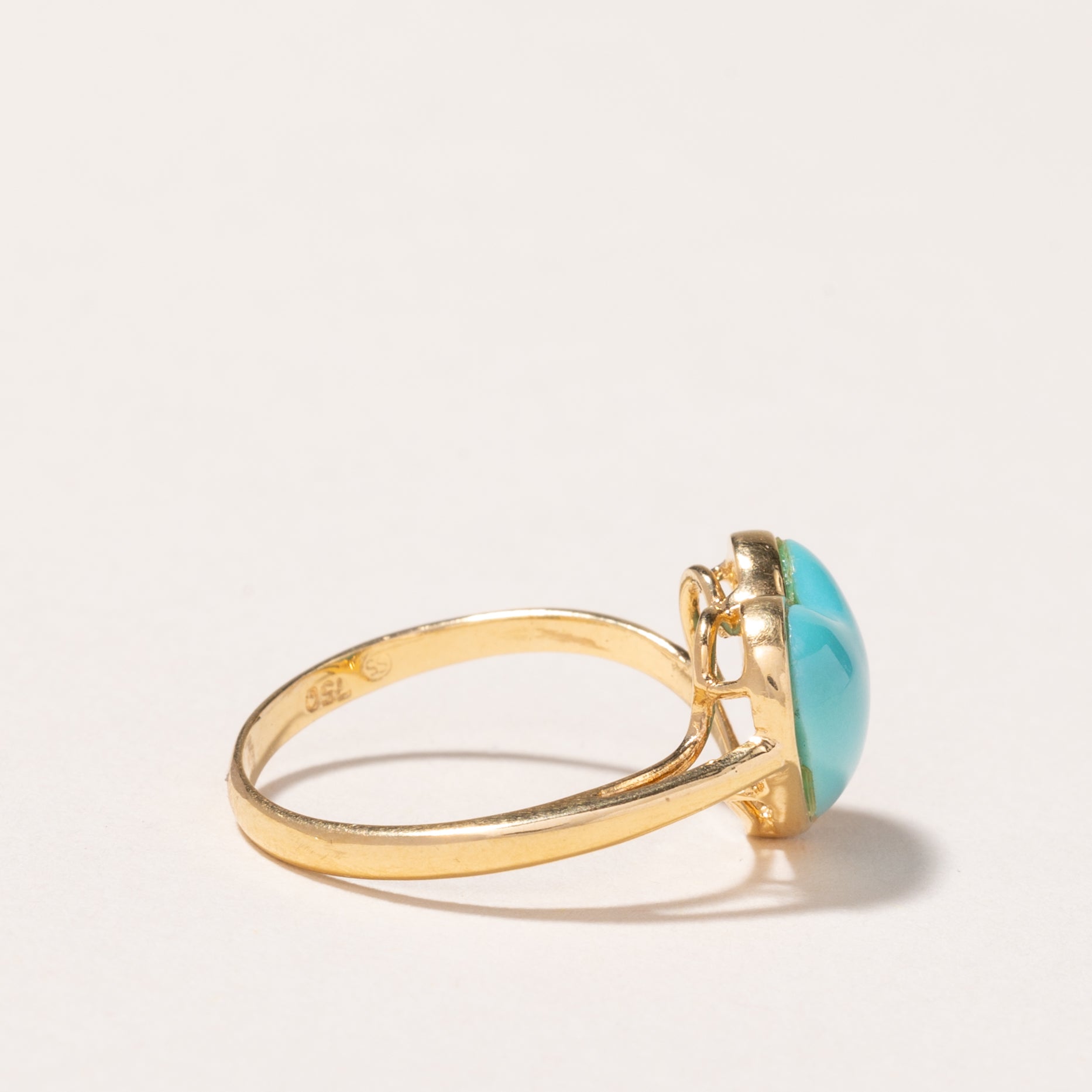Bague en turquoise synthétique taille cœur | 1,80 ct | Taille 7 |