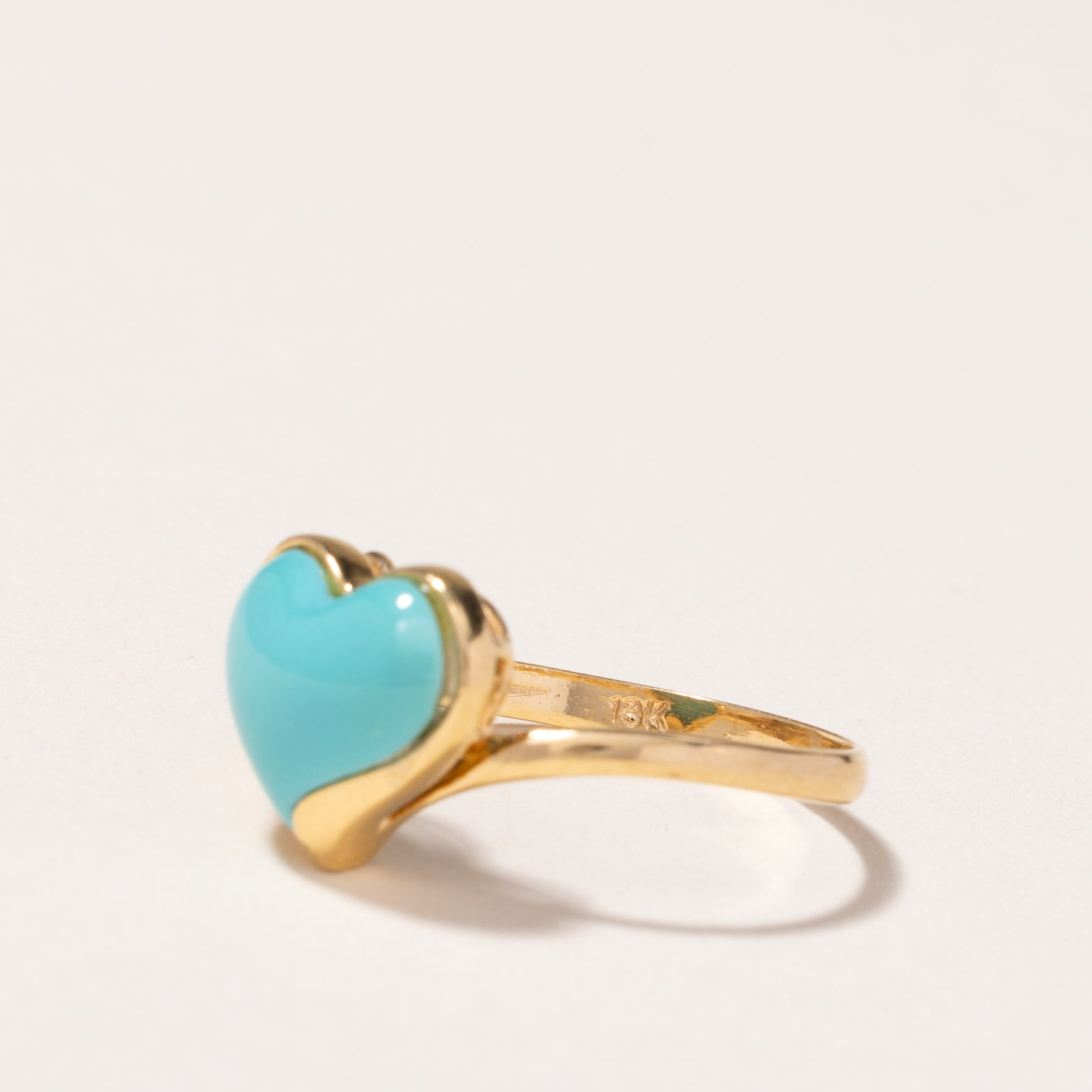 Bague en turquoise synthétique taille cœur | 1,80 ct | Taille 7 |