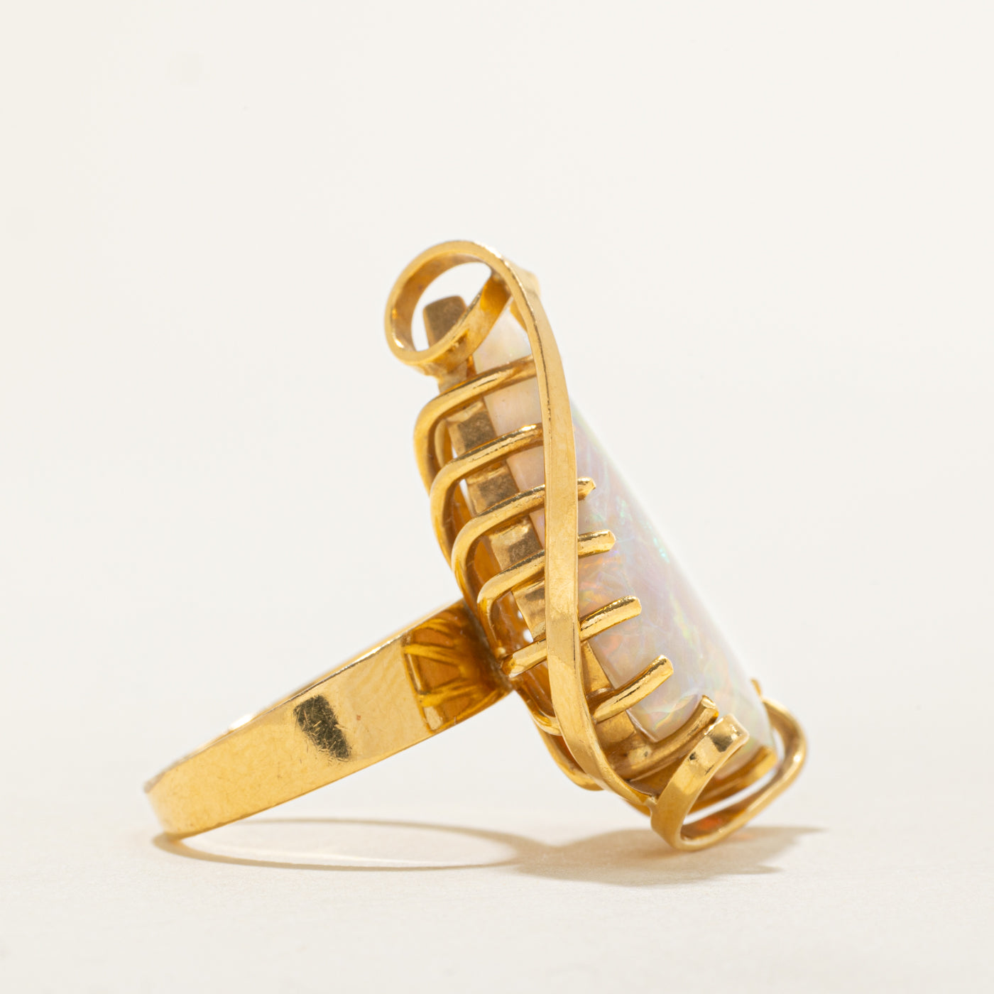 Trapezoid Opal & Diamond Cocktail Ring | 13.50ct, 0.16ctw | SZ 6 |