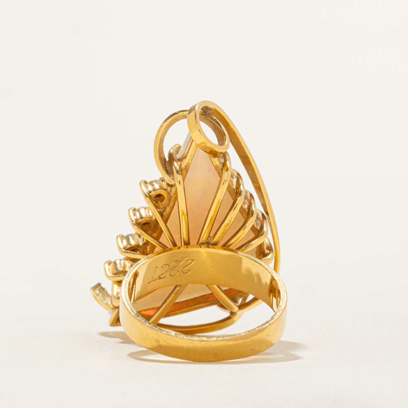 Trapezoid Opal & Diamond Cocktail Ring | 13.50ct, 0.16ctw | SZ 6 |