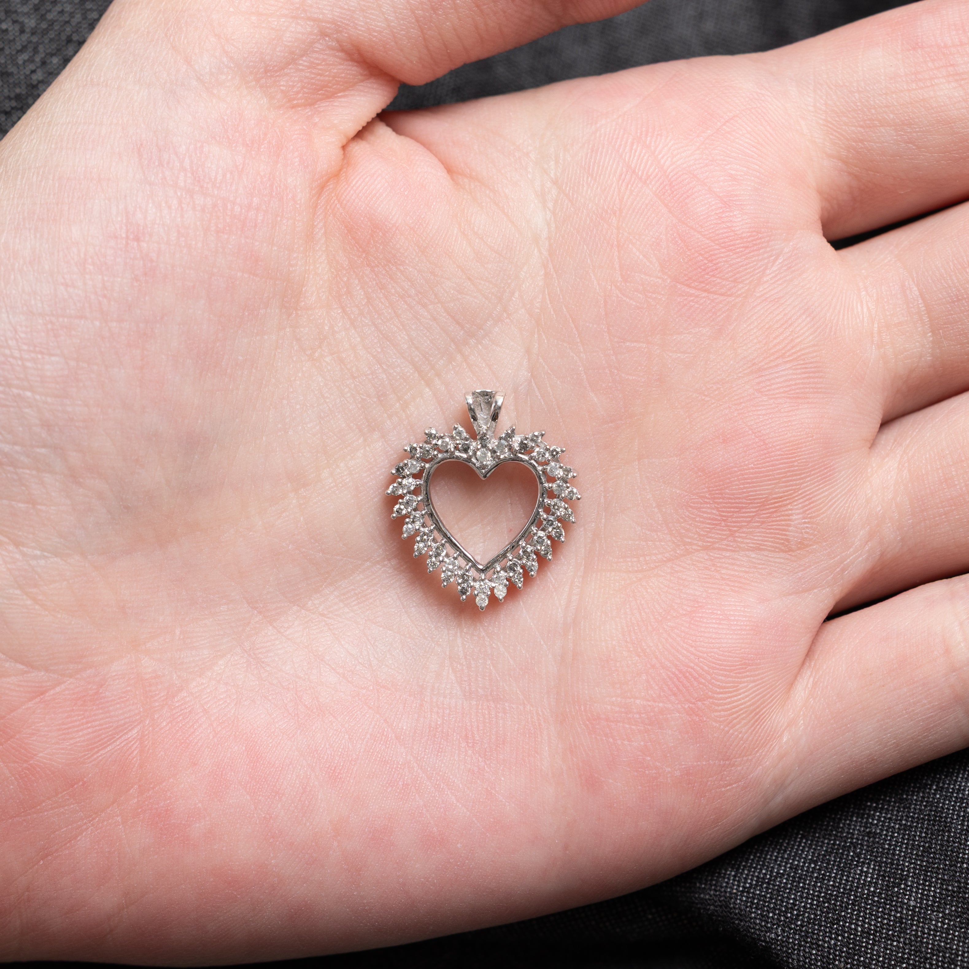 White Gold Diamond Openwork Heart Pendant | 0.26ctw