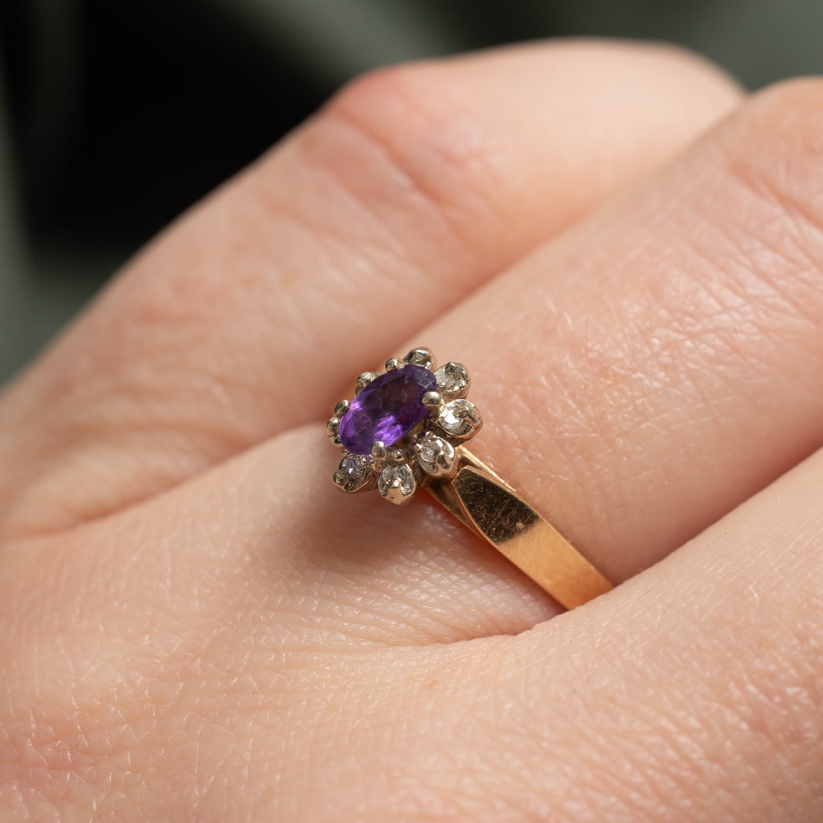 Amethyst & Diamond Open Halo Ring | 0.12ct, 0.04ctw | SZ 5.75 |