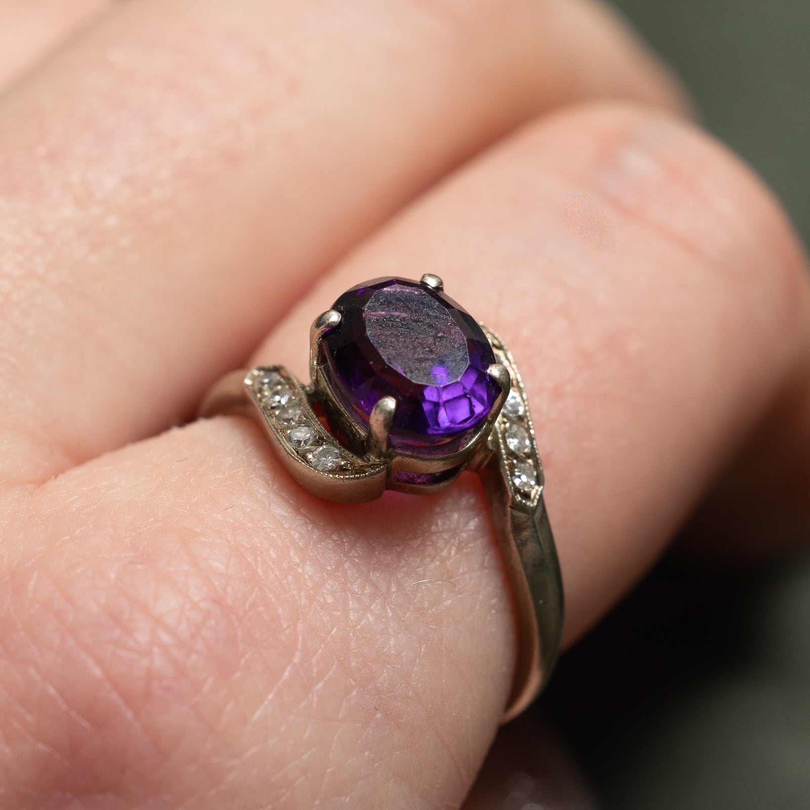 Amethyst & Diamond Bypass Ring | 1.85ctw, 0.07ctw | SZ 7.5 |