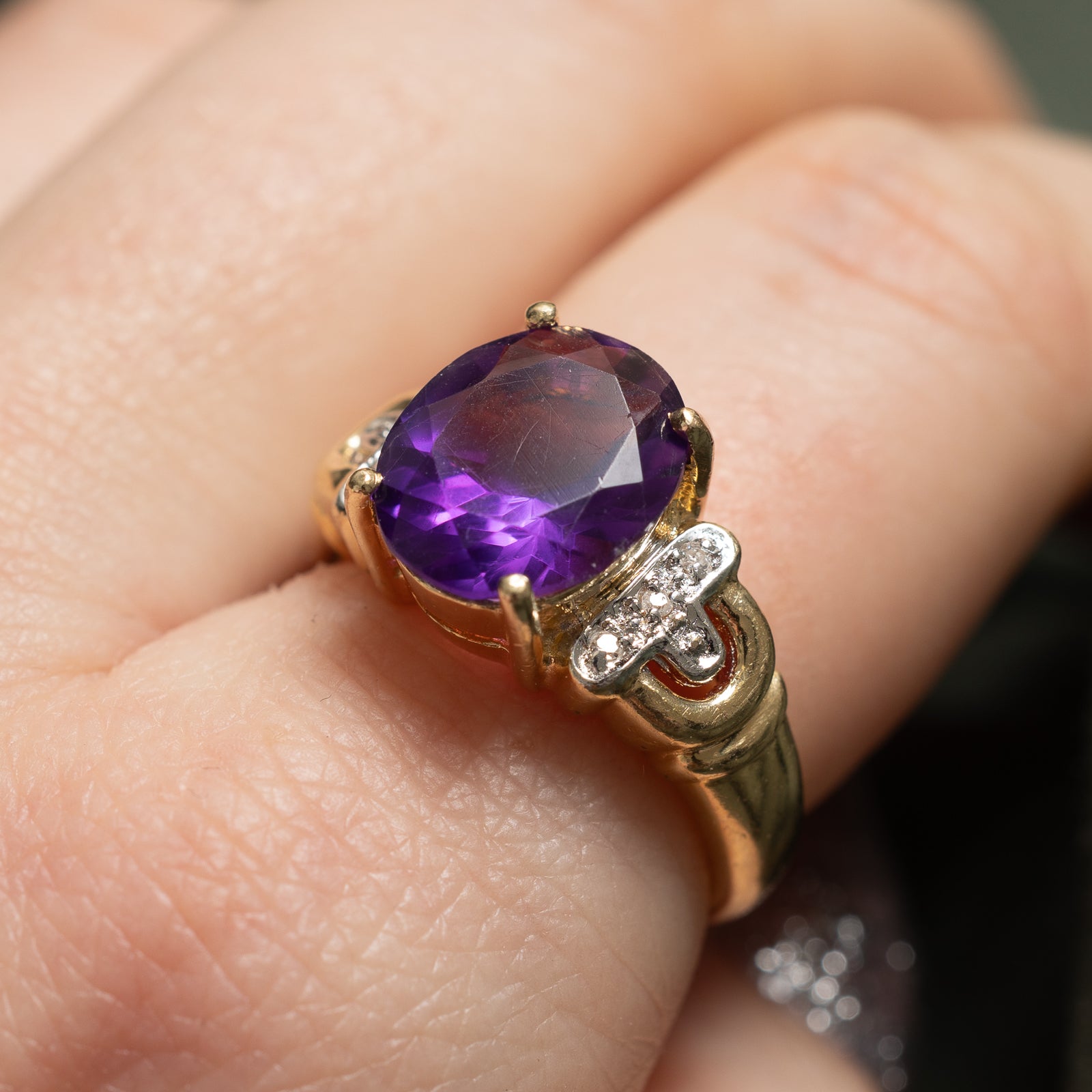 Amethyst & Diamond Cocktail Ring | 3.60ct, 0.03ctw | SZ 6.75 |