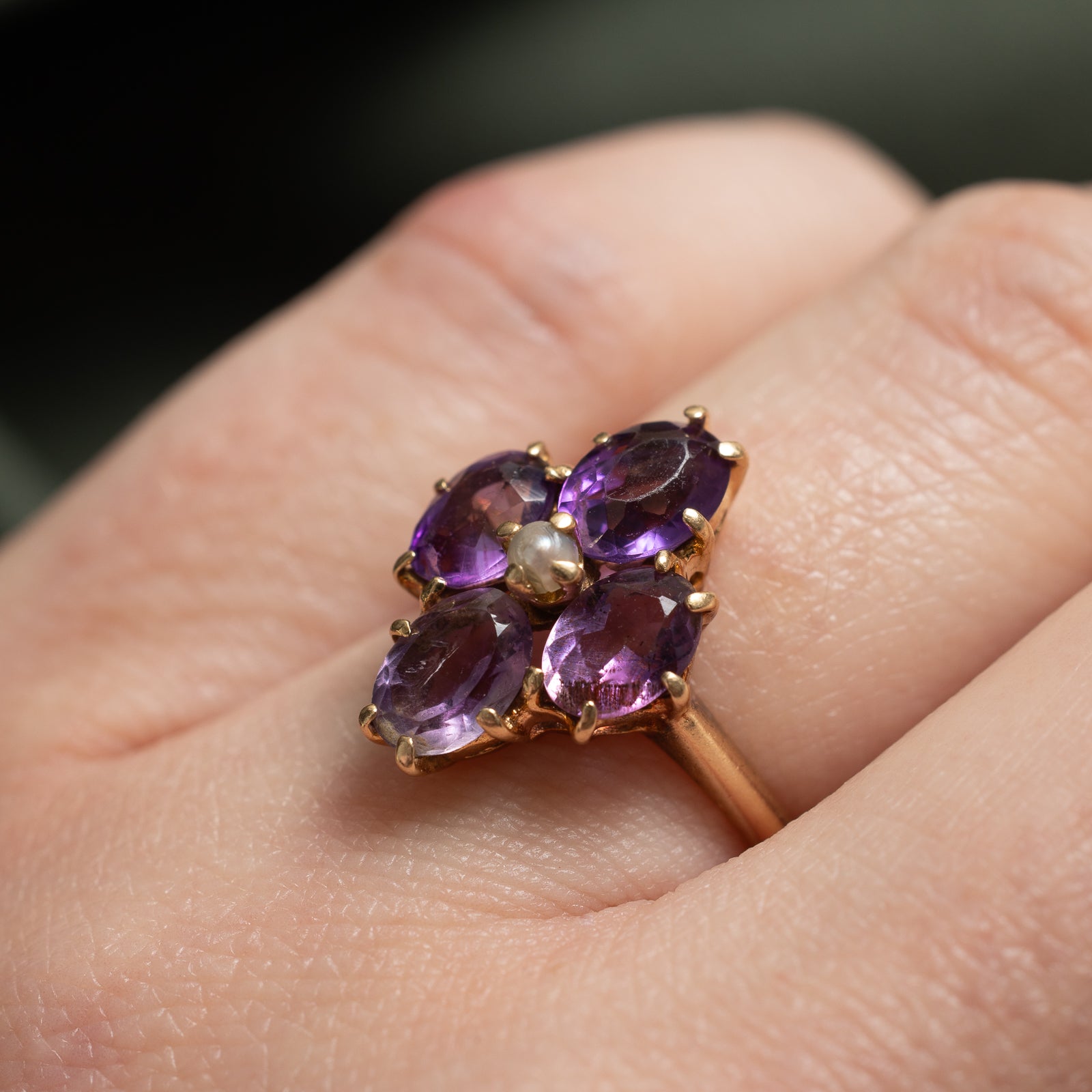 Amethyst & Seed Pearl Ring | 2.20ctw | SZ 5.5 |
