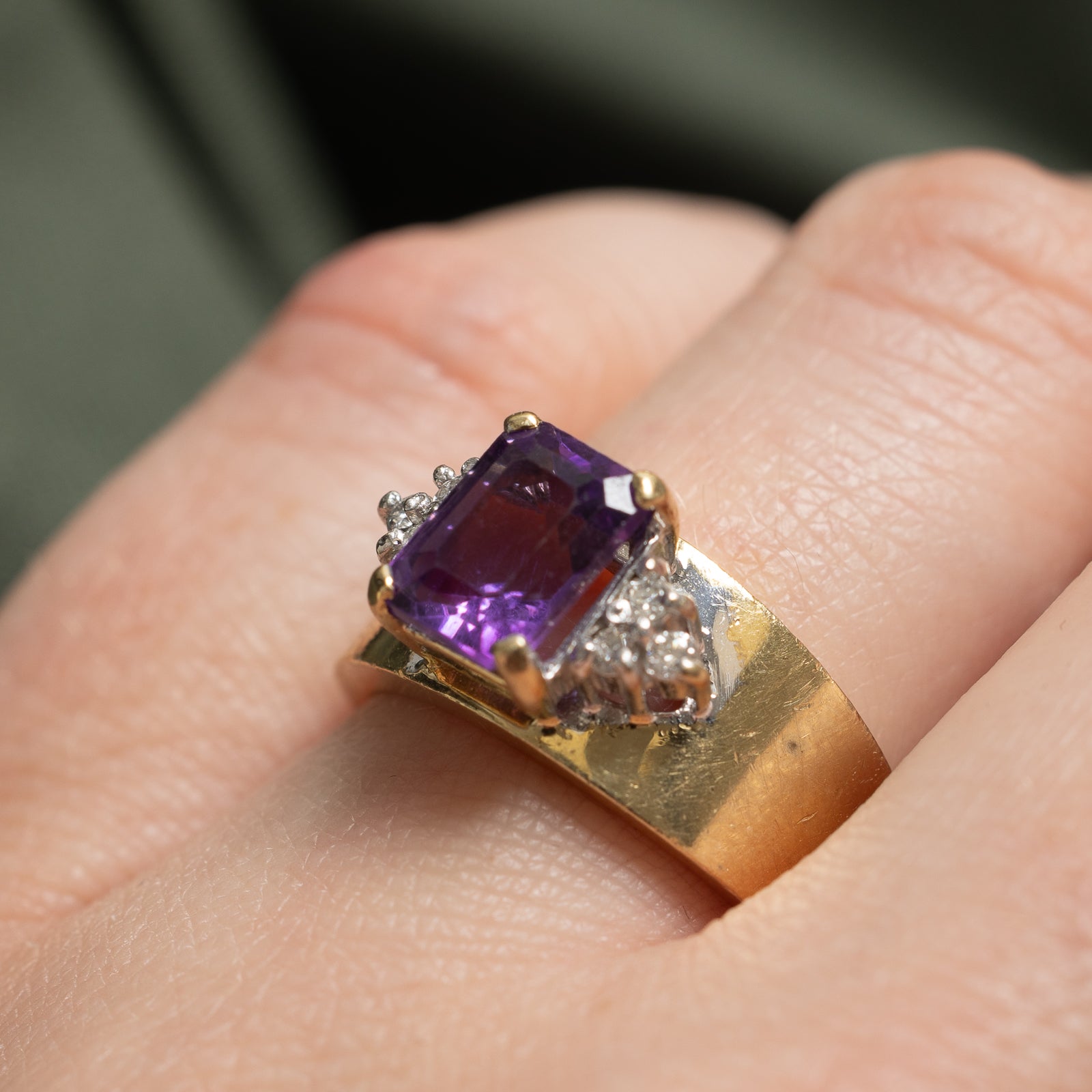 Amethyst & Diamond Cocktail Ring | 1.50ct, 0.10ctw Diamonds | SZ 6.5 |