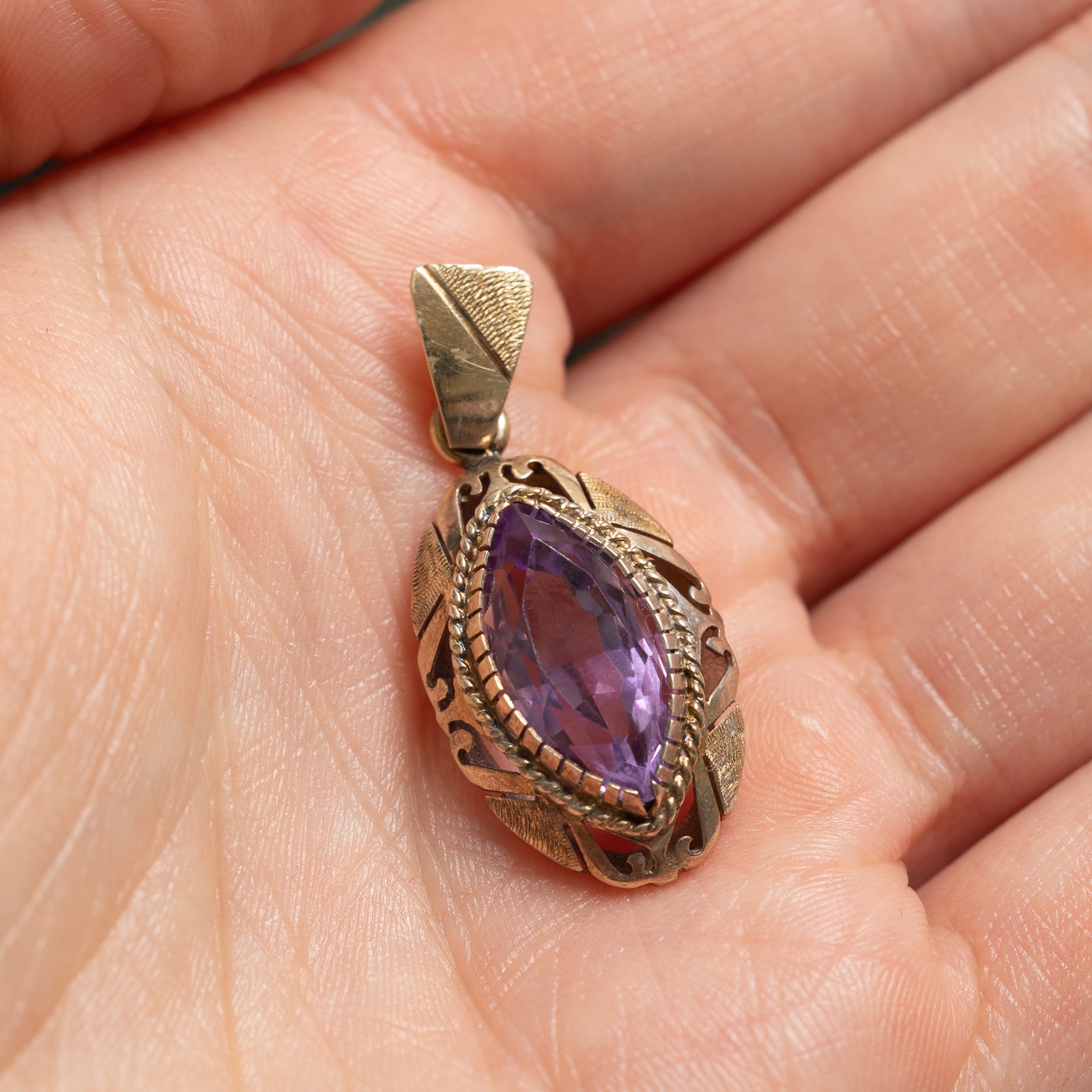 Marquise Cut Amethyst Ornate Pendant | 5.00ct |