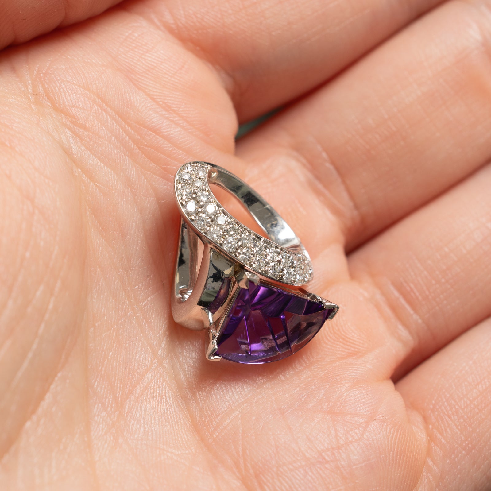 Fan Shaped Amethyst & Diamond Pendant | 2.50ct, 0.46ctw |