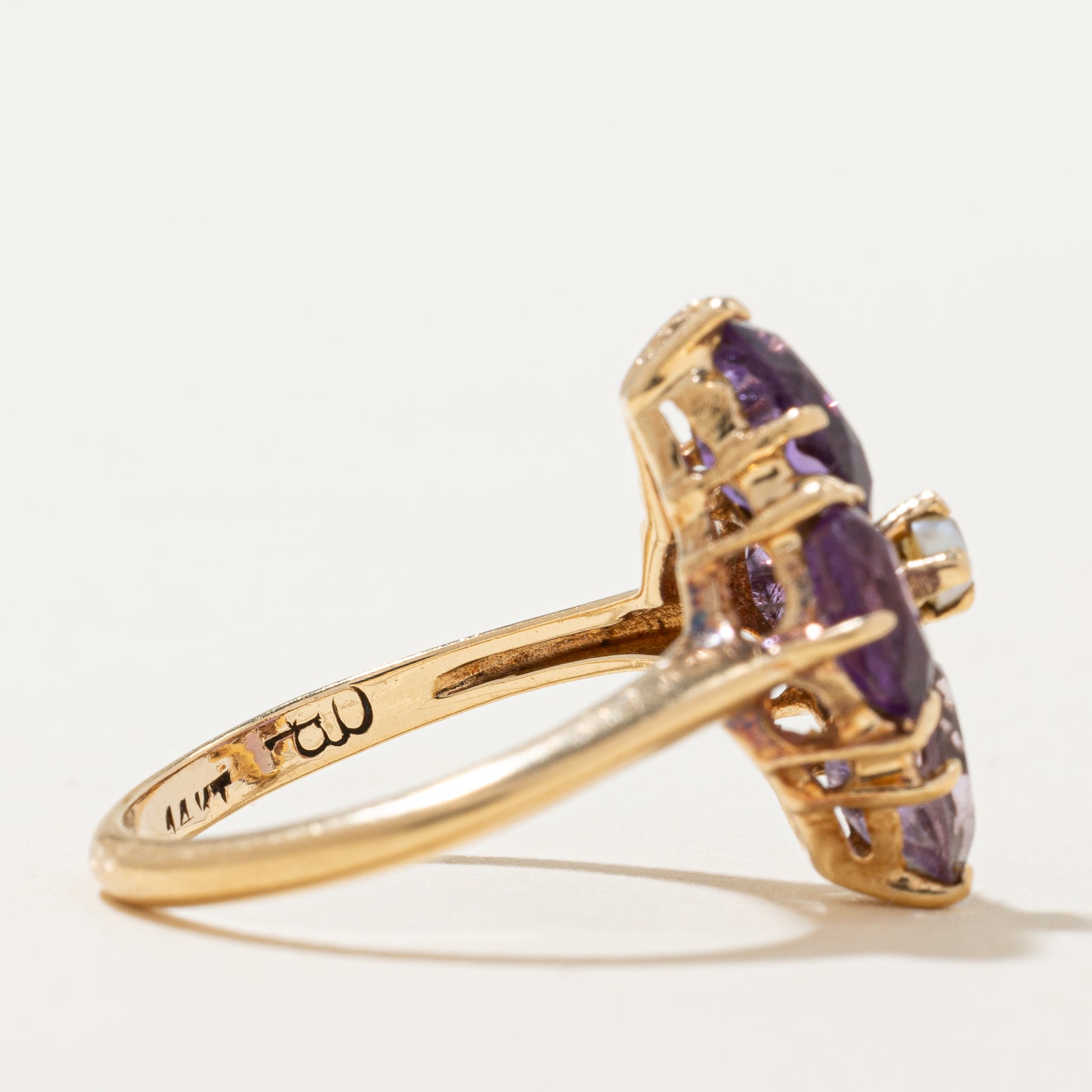 Amethyst & Seed Pearl Ring | 2.20ctw | SZ 5.5 |