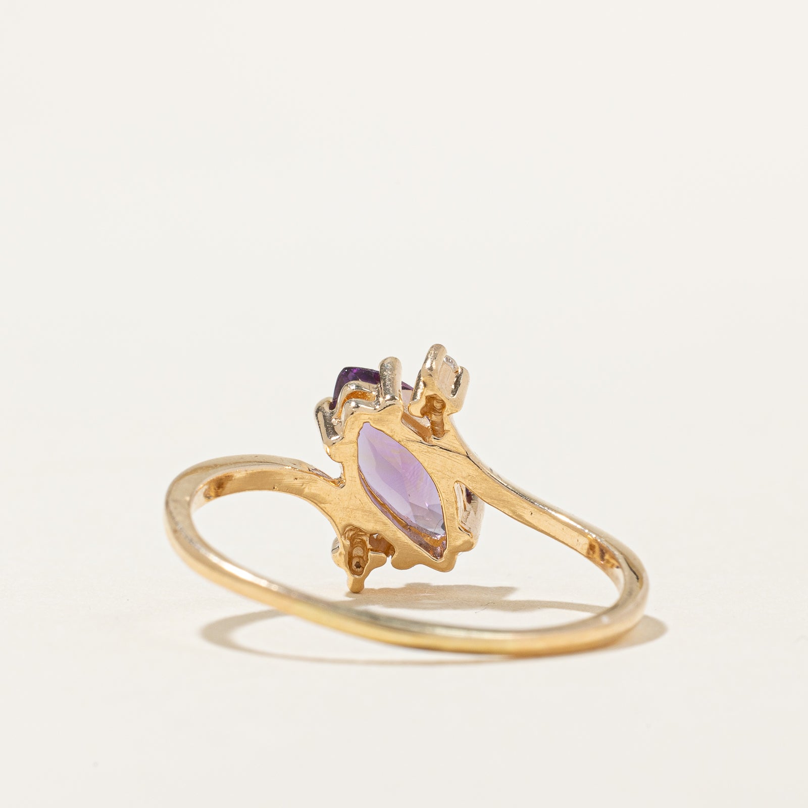 Marquise Cut Amethyst & Diamond Ring | 0.70ct, 0.01ctw | SZ 9 |