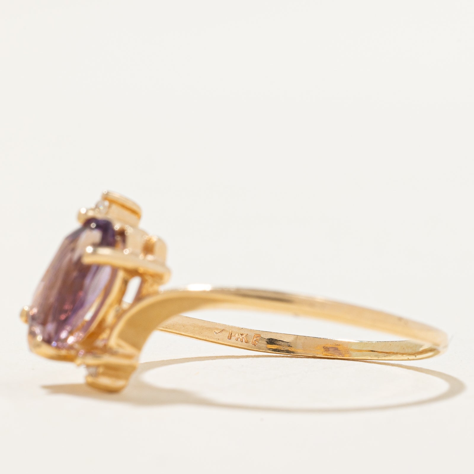 Marquise Cut Amethyst & Diamond Ring | 0.70ct, 0.01ctw | SZ 9 |