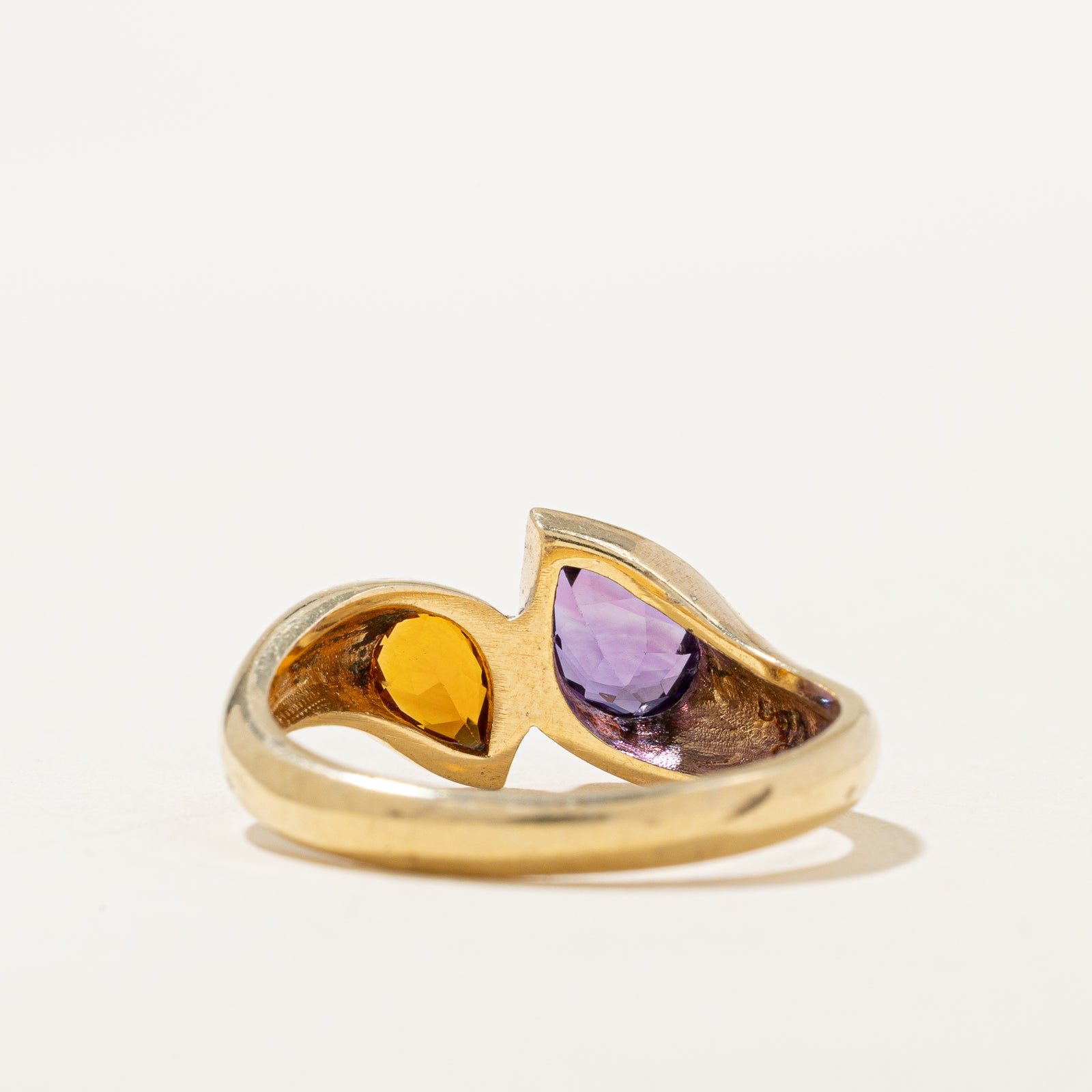 Bezel Set Amethyst & Pear Toi et Moi Ring | 0.70ct, 0.30ct | SZ 7.5 |