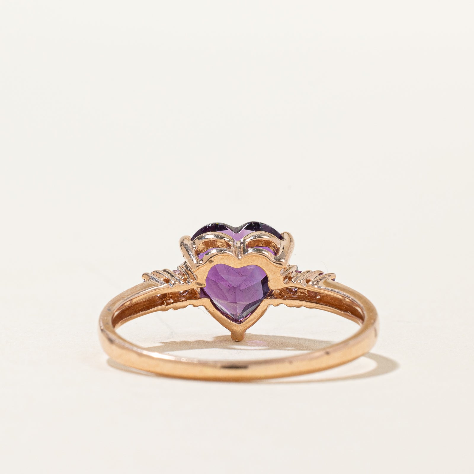 Heart Cut Amethyst & Synthetic Sapphire Ring | 1.20ct, 0.04ctw | SZ 8.5 |