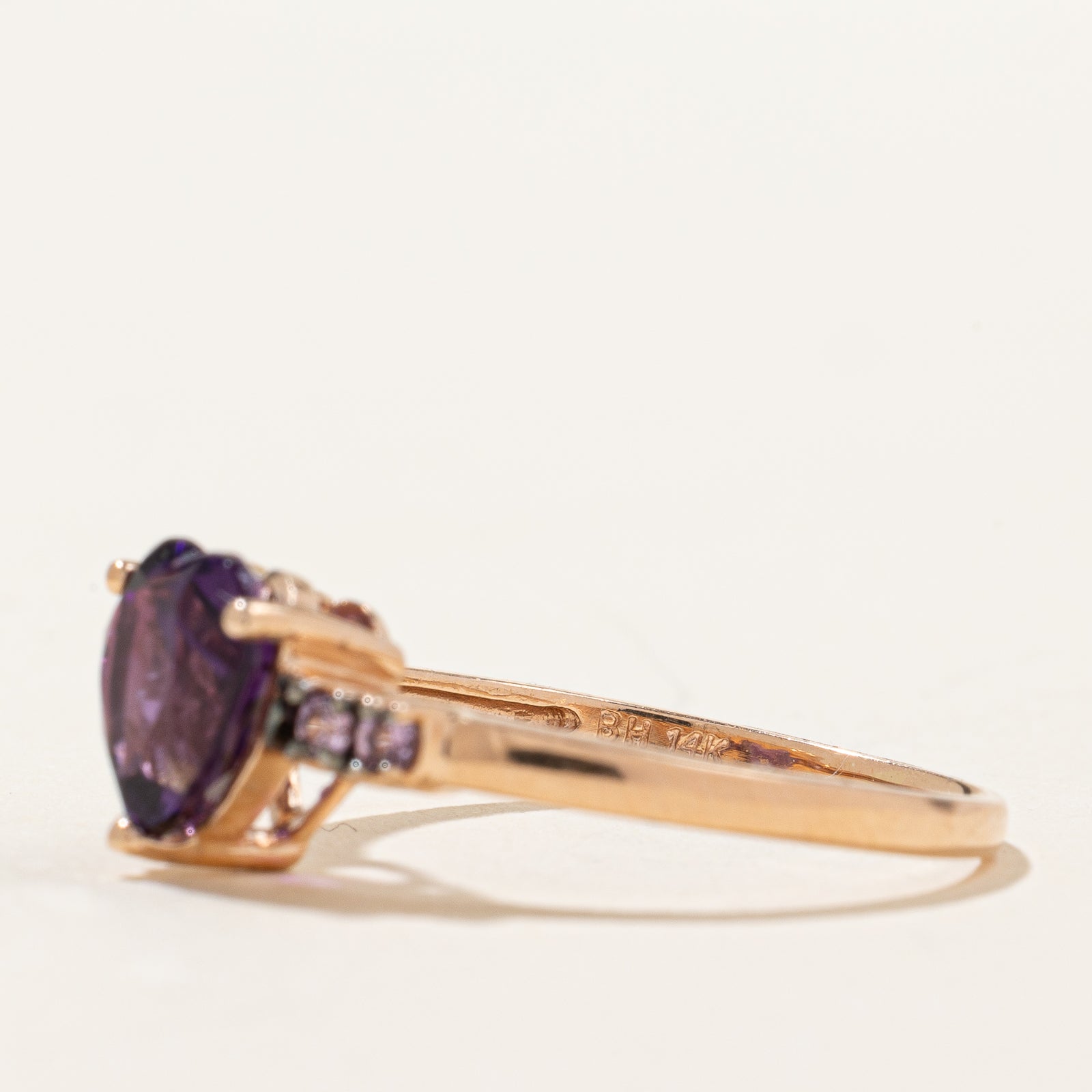 Heart Cut Amethyst & Synthetic Sapphire Ring | 1.20ct, 0.04ctw | SZ 8.5 |