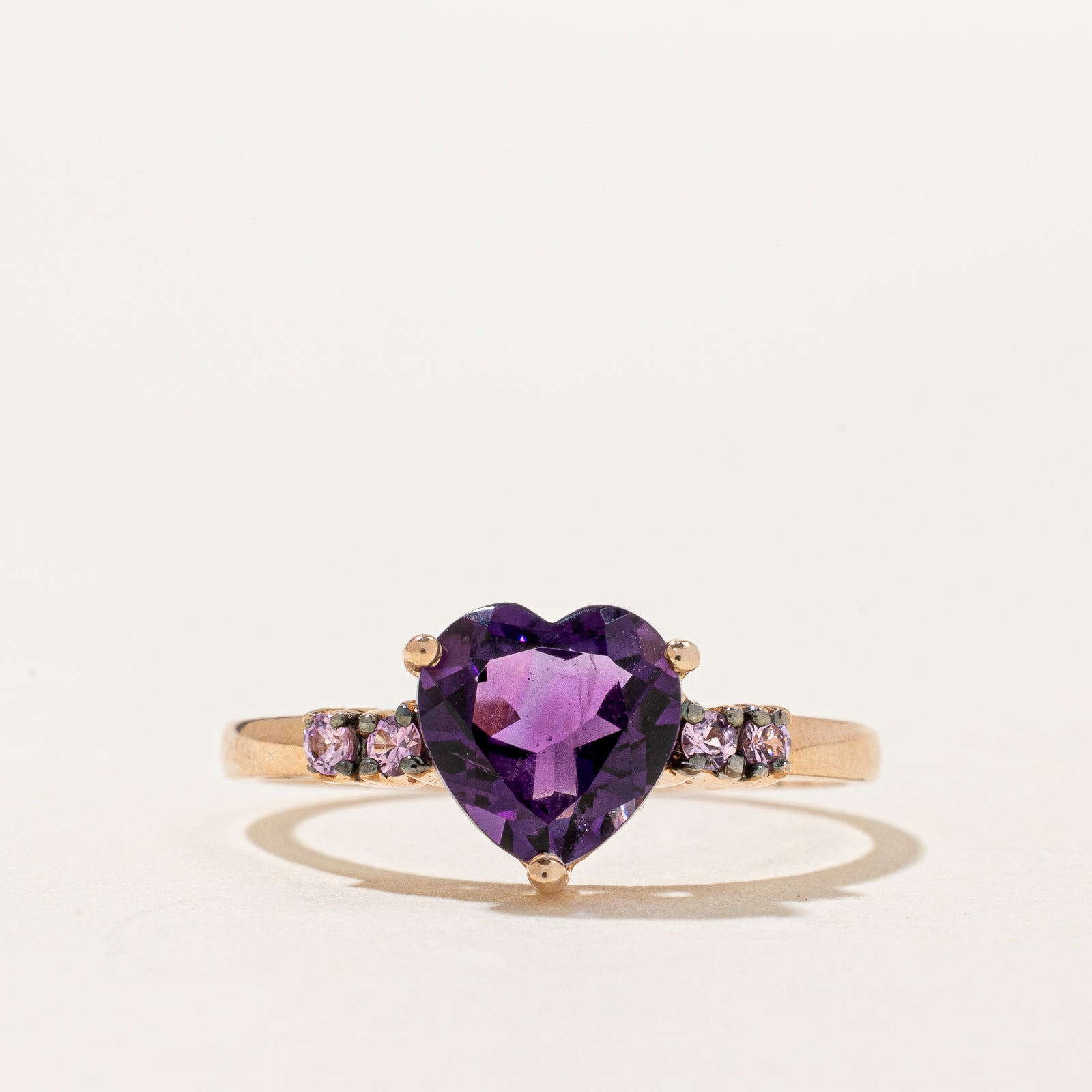 Heart Cut Amethyst & Synthetic Sapphire Ring | 1.20ct, 0.04ctw | SZ 8.5 |