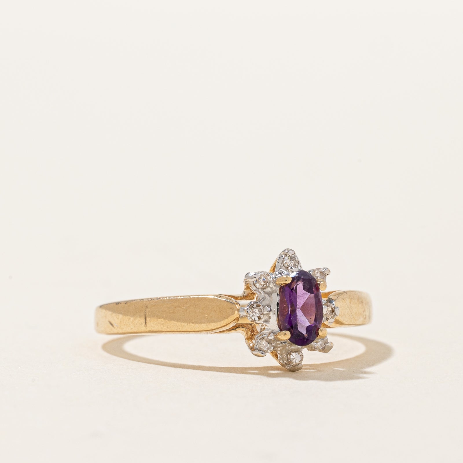 Amethyst & Diamond Halo Ring | 0.12ct, 0.04ctw | SZ 7.25 |