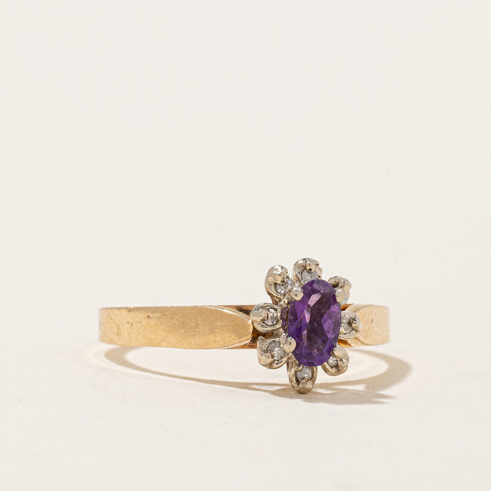 Amethyst & Diamond Open Halo Ring | 0.12ct, 0.04ctw | SZ 5.75 |