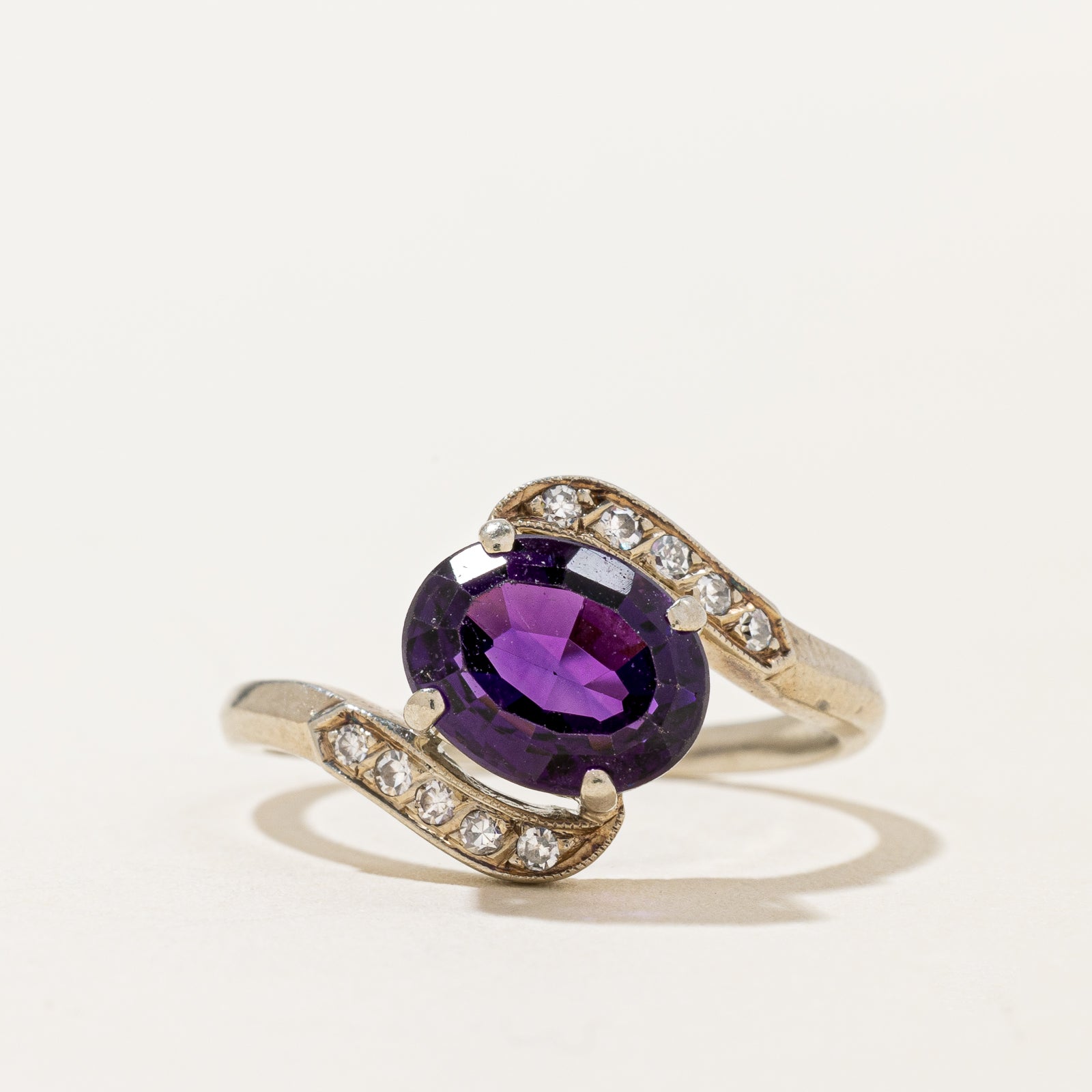 Amethyst & Diamond Bypass Ring | 1.85ctw, 0.07ctw | SZ 7.5 |