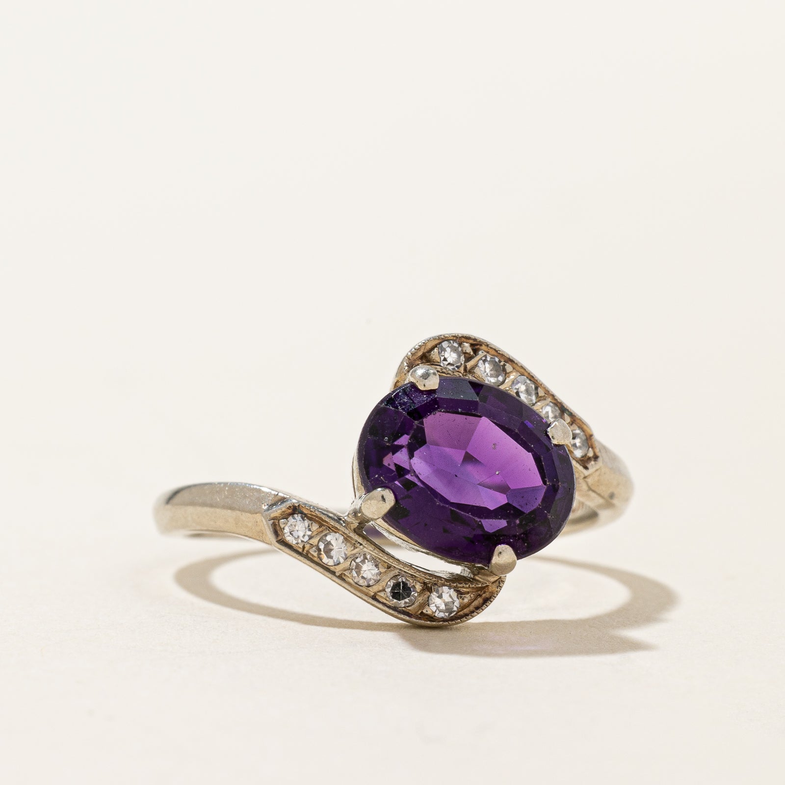 Amethyst & Diamond Bypass Ring | 1.85ctw, 0.07ctw | SZ 7.5 |