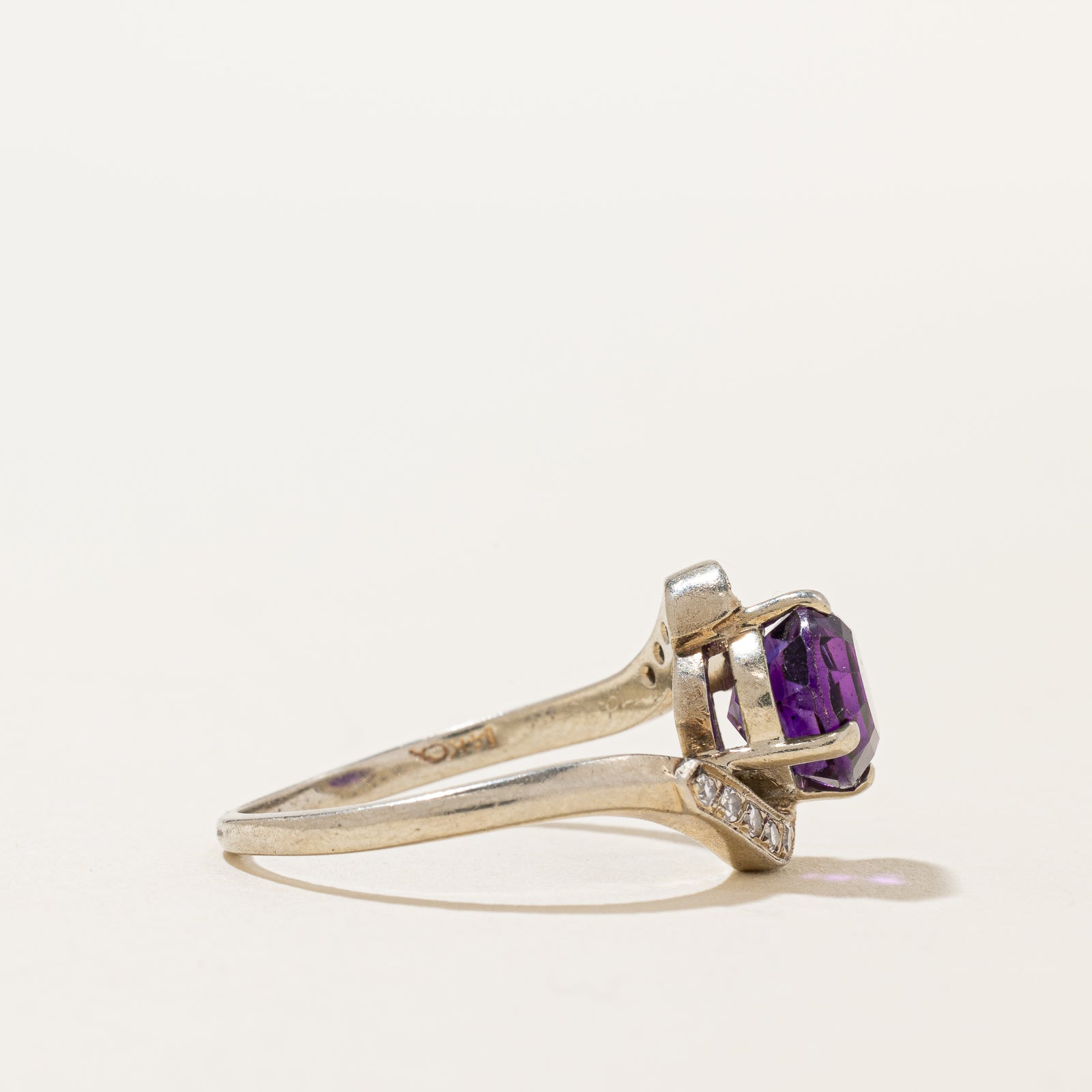 Amethyst & Diamond Bypass Ring | 1.85ctw, 0.07ctw | SZ 7.5 |