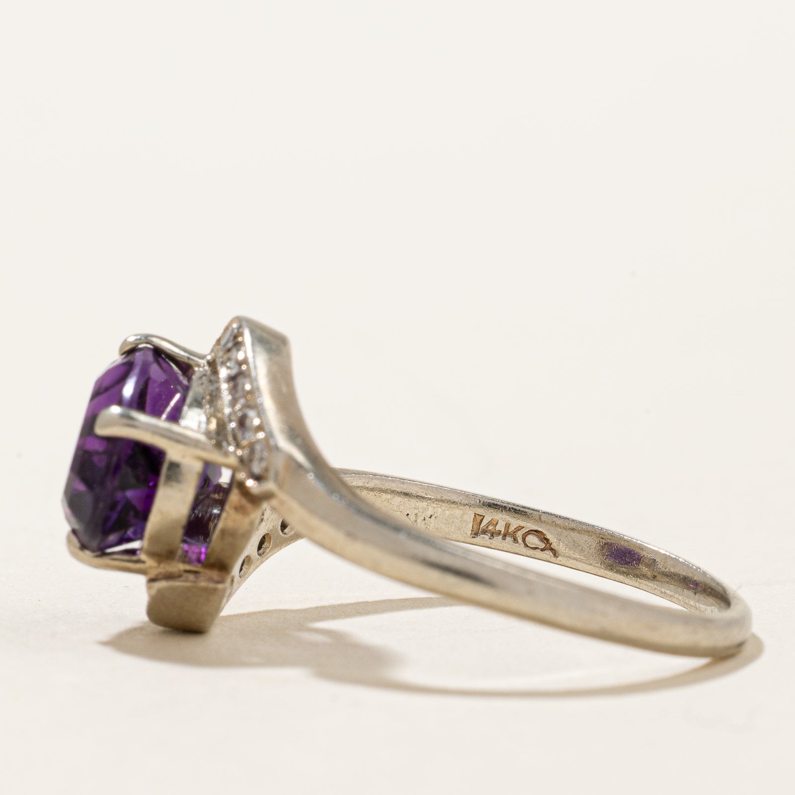 Amethyst & Diamond Bypass Ring | 1.85ctw, 0.07ctw | SZ 7.5 |