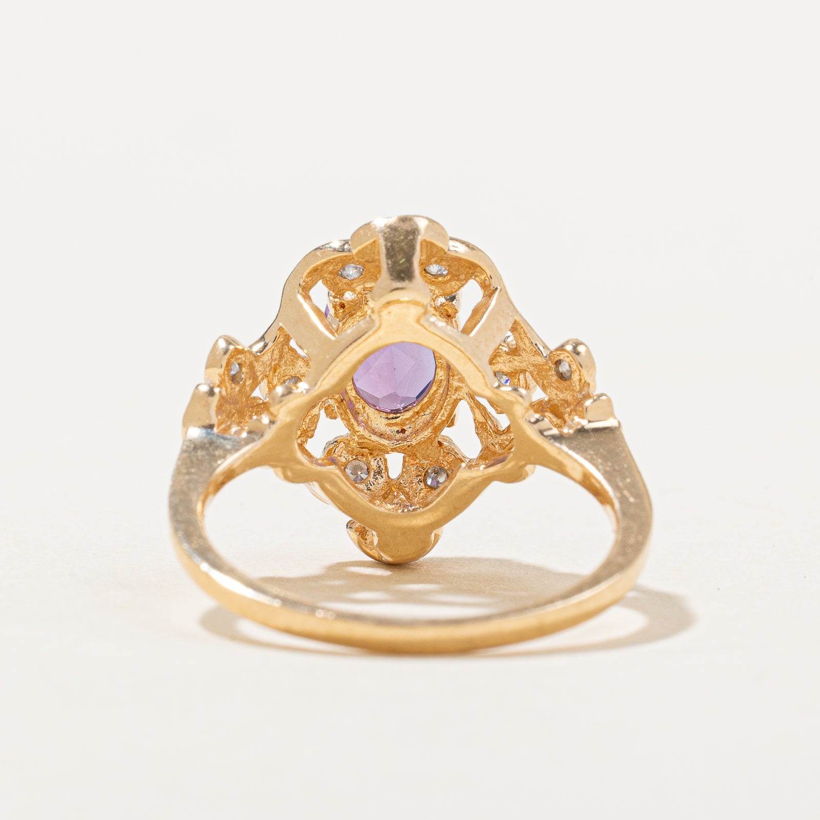 Amethyst & Diamond Vintage Ornate Ring | 1.00ct, 0.13ctw | SZ 6.25 |